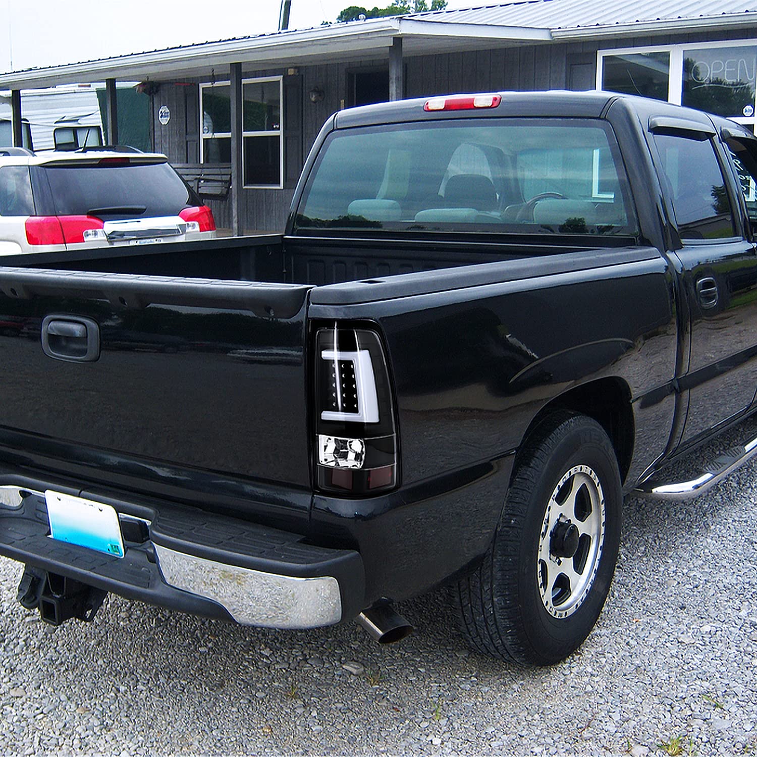 Black LED Bar Tail Lights SPEC-D TUNING Compatible with 2003-2006 Chevy Silverado 1500/1500HD/2500/2500HD, 2004-2006 Chevy Silverado 3500, Left + Right Pair Assembly