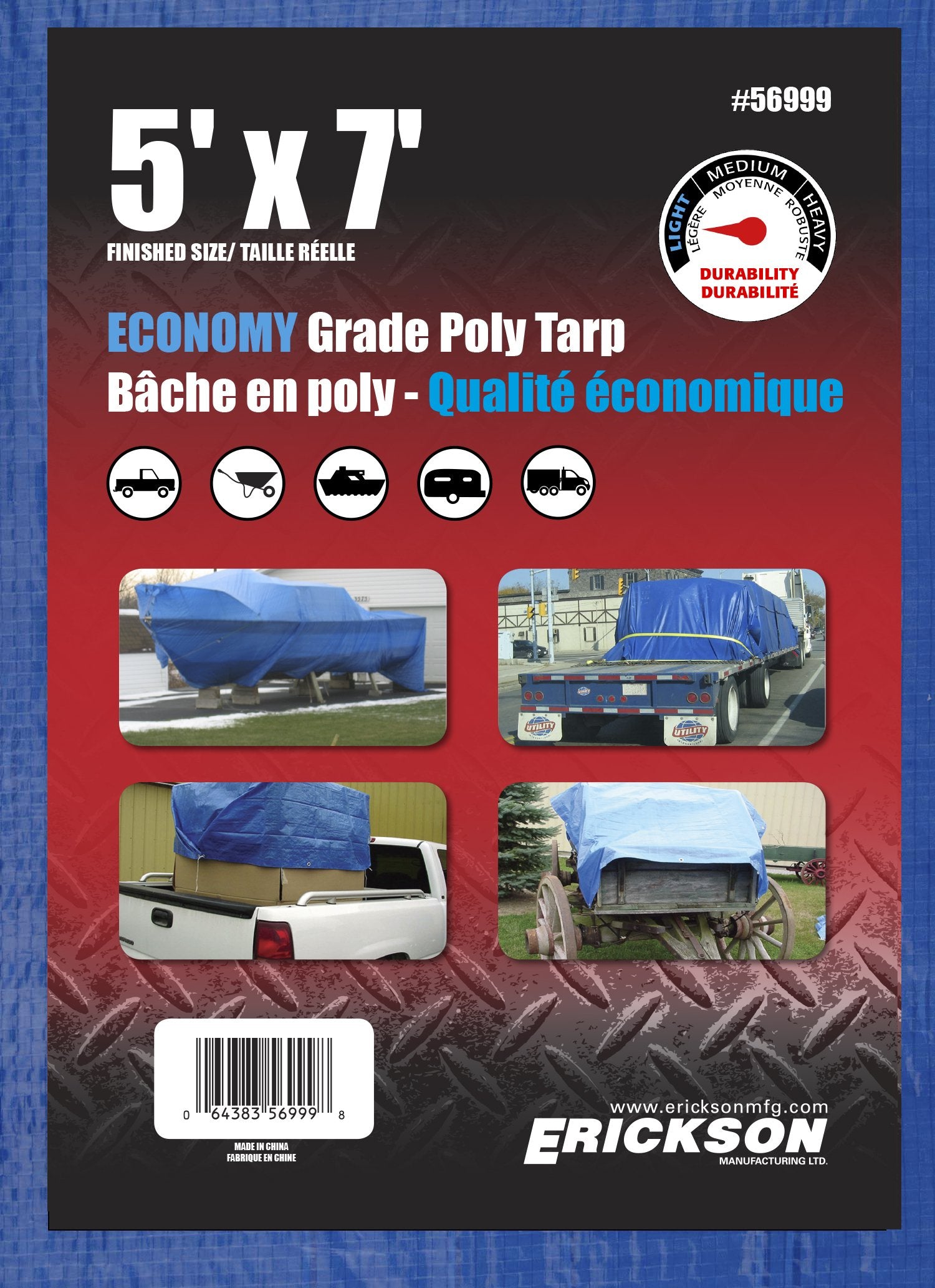 Blue Economy Poly Tarp Erickson, 5' x 7', 1 Pack