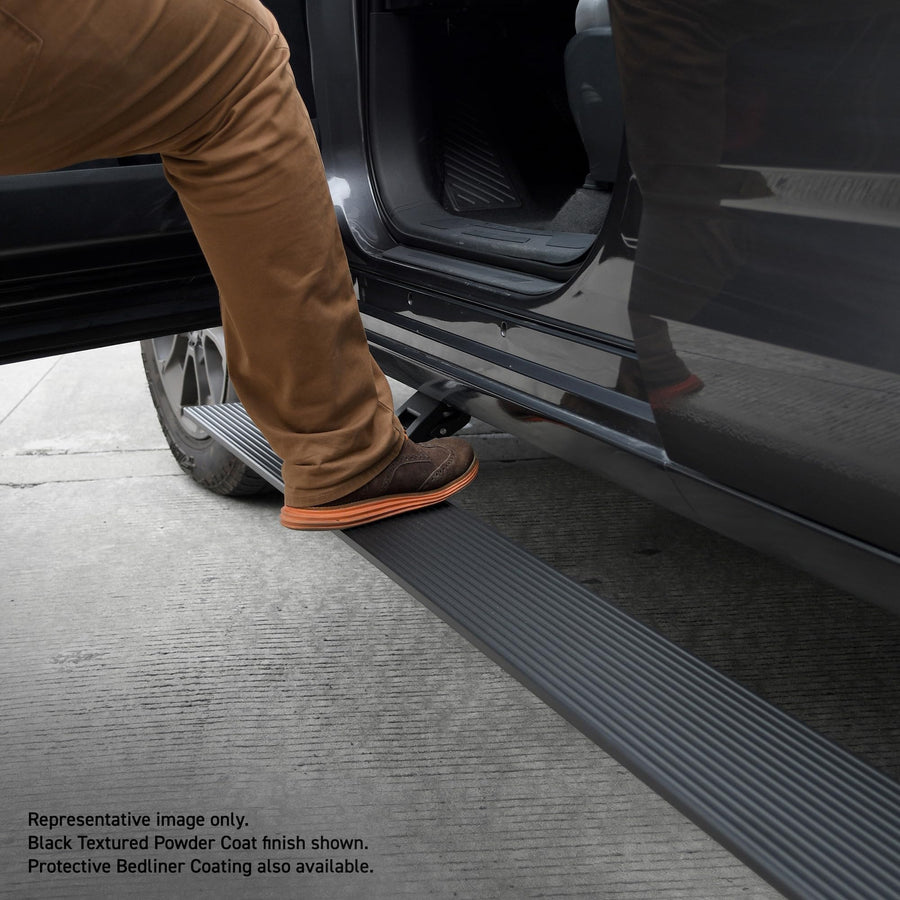Volt Power RealTruck Running Boards for Chevrolet Silverado & GMC Sierra 2500,3500HD (2007-2010) Crew Cab | Aluminum, Protective Bedliner Coating | 20404587T | Electric Powerstep & Retractable Steps
