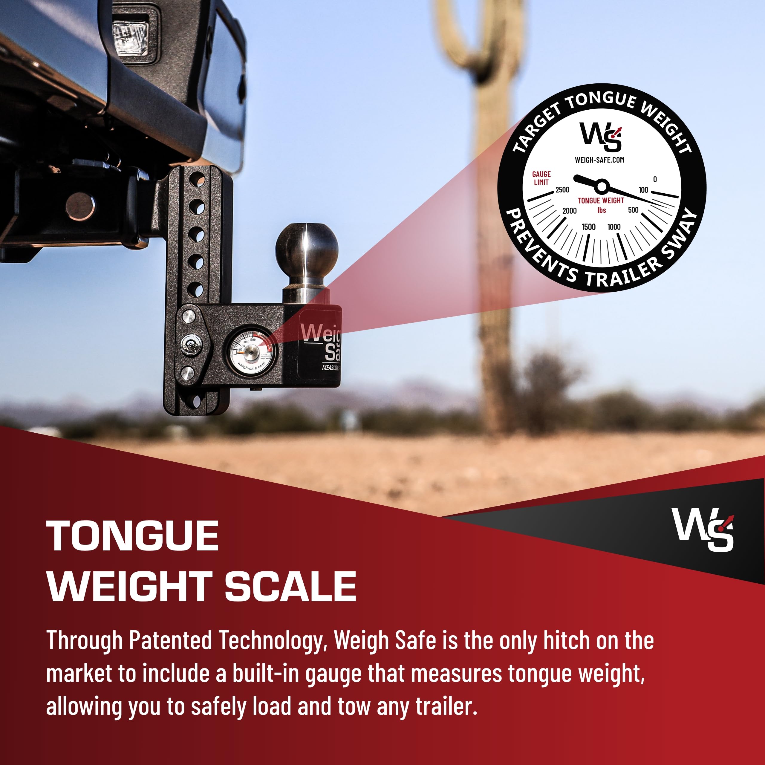Weigh Safe Drop Hitch Steel - Adjustable Trailer Hitch with Ball Mount - Designed for 2" Receivers - Includes 2 Tow Balls - 6" Drop, 15,000 GTW, 2-Piece Lock Set