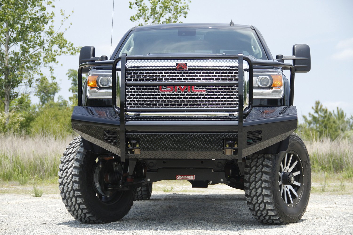 Fab Fours Black Steel GM11-S2860-1 Front Ranch Bumper 2 Stage Black Powder Coated w/Full Grill Guard Incl. Light Cut-Outs