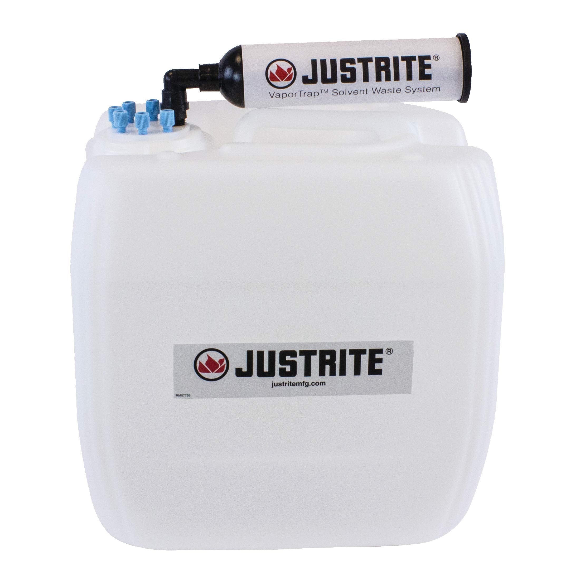 VaporTrap Justrite 12838 Carboy with Filter Kit, 70mm, 13.5L, 6 Ports