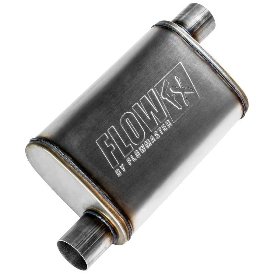 Flowmaster Chambered FX Muffler – 2.50” Offset In / 2.50” Offset Out – Moderate Sound – Stainless Steel – Affordable Performance for Modern Trucks, Muscle Cars & Daily Drivers (71236)