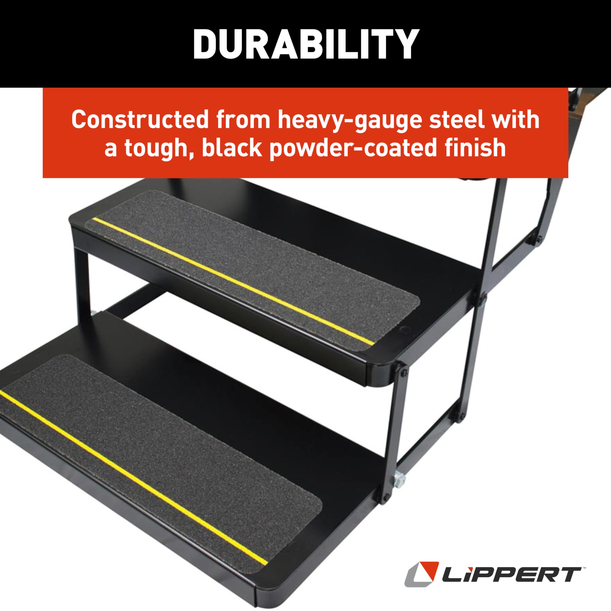 25 Series Kwikee Triple 12V Electric RV Step Assembly, 8" Rise, 300 lbs. Heavy-Gauge Steel, Logic Control Unit, Power Switch Kit, Anti-Slip Steps, Travel Trailers, 5th Wheels, Campers - 3658373
