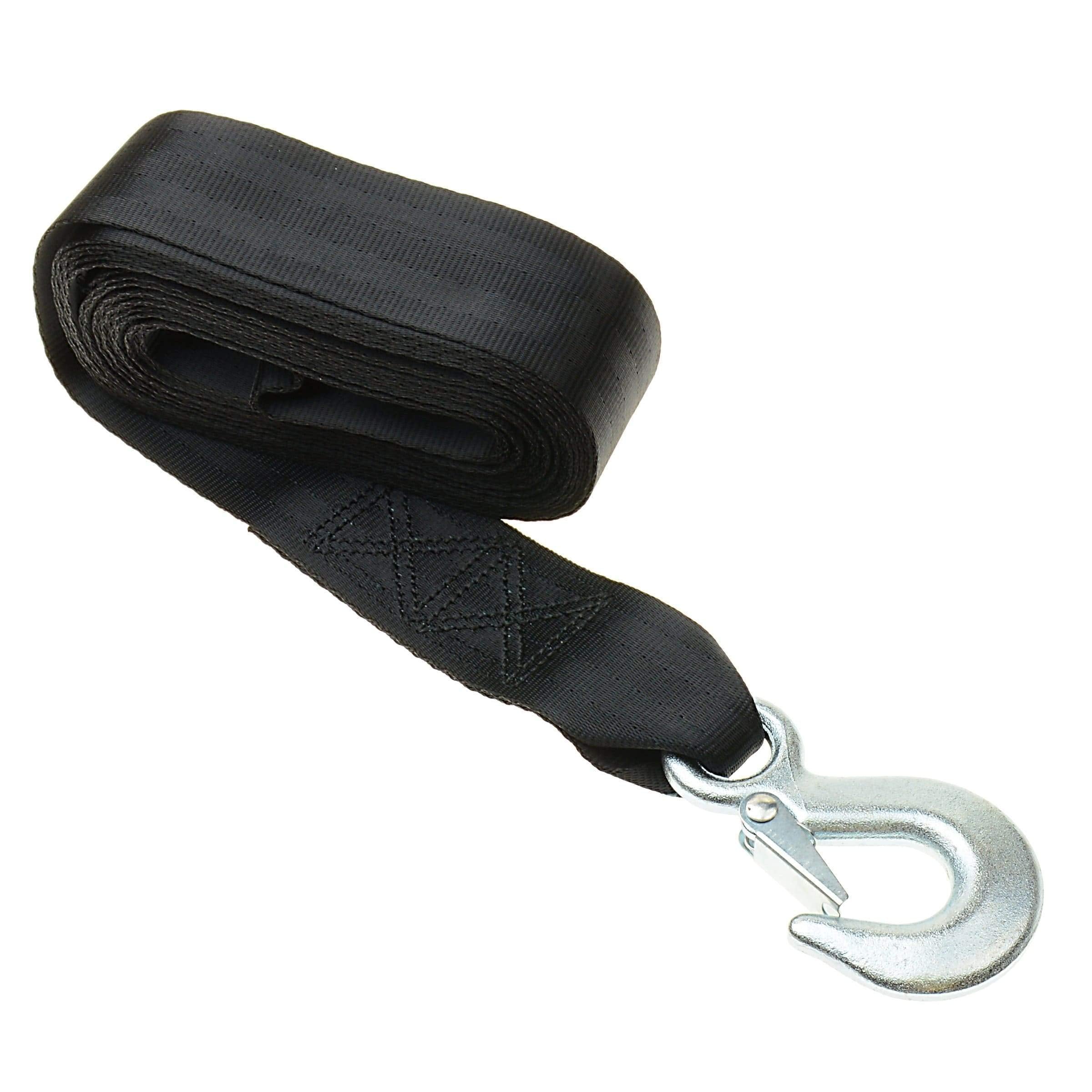 20' T-H Marine Winch Strap & Hook - 2" High Impact Strap with Heavy Duty Zinc Plated Hook - 5000 lb Breaking Strength