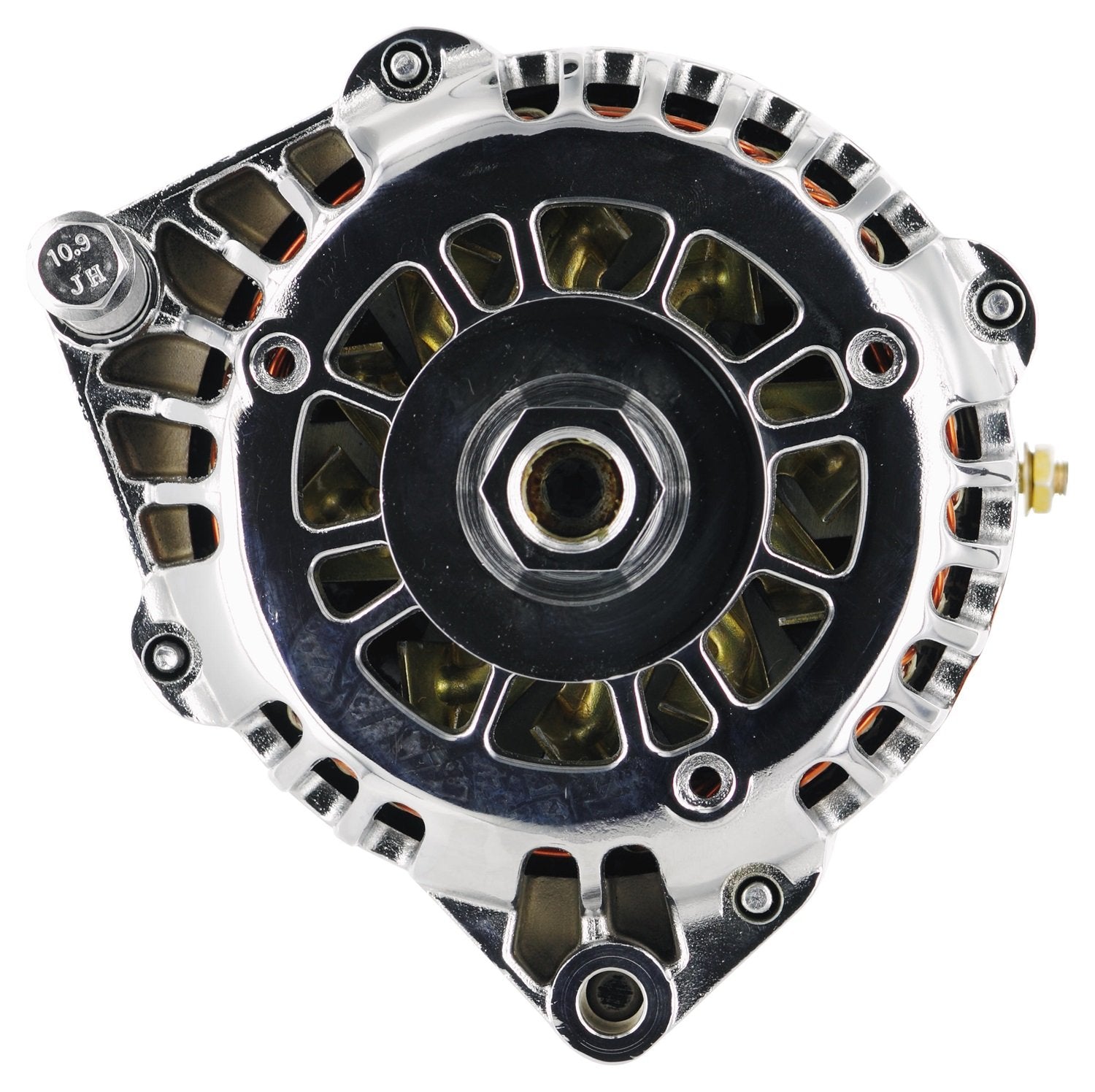 Chrome Powermaster 8-38529 Alternator (165A 2V Pulley Side Bat Post with Spacers 1 Wire)