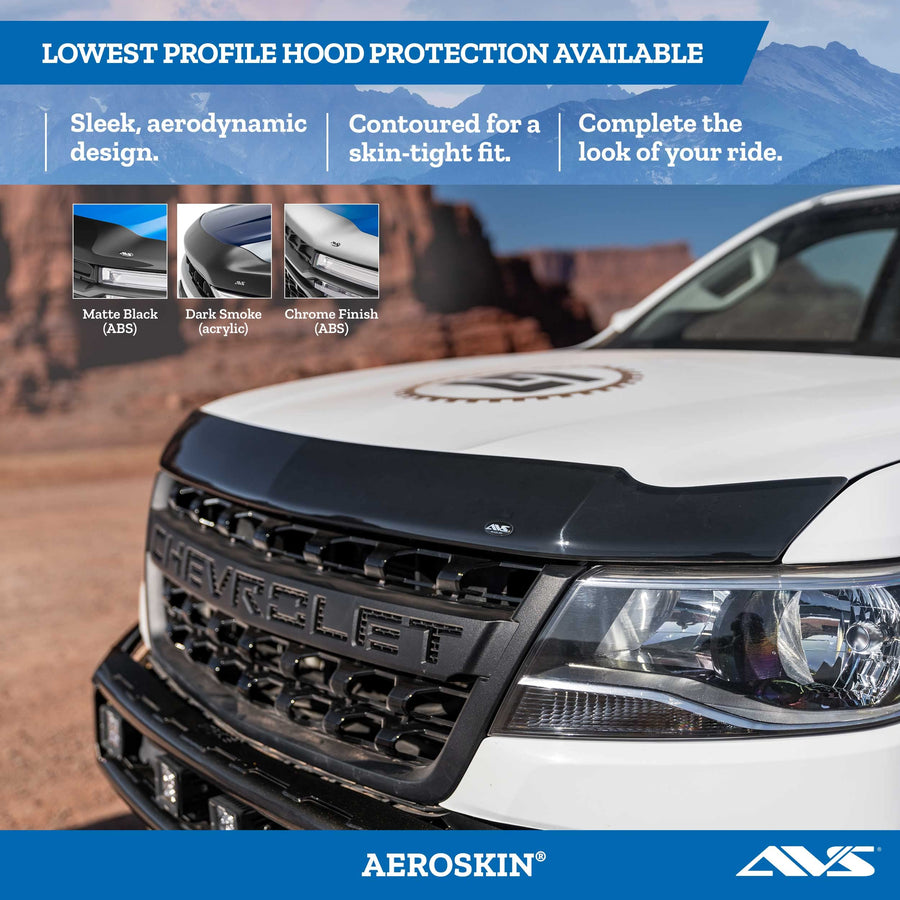 Aeroskin Hood Protector Auto Ventshade [AVS] | Fits 2022-2024 Buick Enclave | Low Profile Deflector/Bug Shield - 1 pc., Smoke | 322293