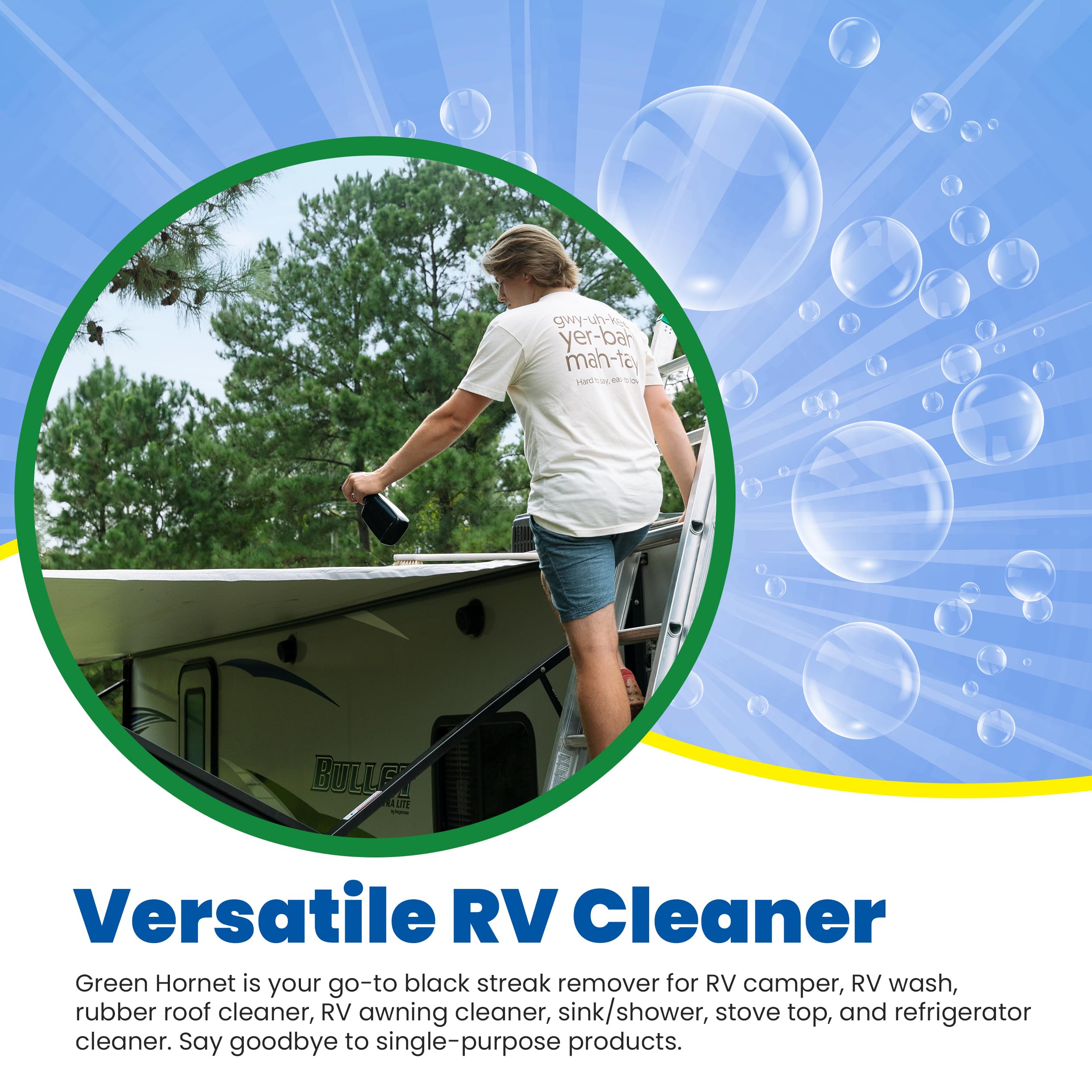 Heavy Duty Walex Green Hornet Degreaser Cleaner Multi-Purpose for Car, Home, RV Awning, Shower, Rubber Roof, Black Streak Remover, GH64OZ, 64 oz.
