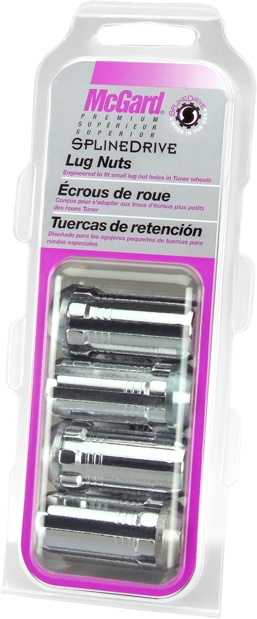 SplineDrive MCGARD 65310 Chrome Cone Seat Lug Nuts (M14 x 1.5 Thread Size) - Set of 4
