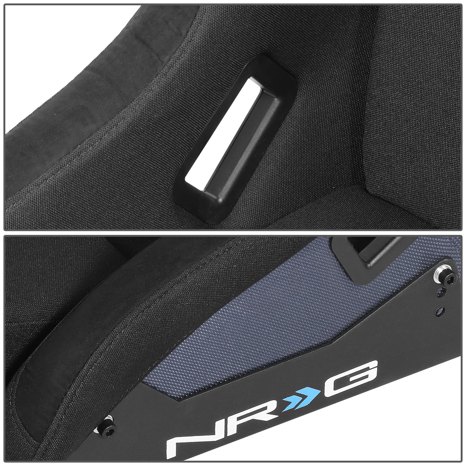 NRG Innovations Fixed Back NRG-RSC-302CF-BL Bucket Racing Seat with Universal Side Mount Bracket, Blue Carbon Fiber Back