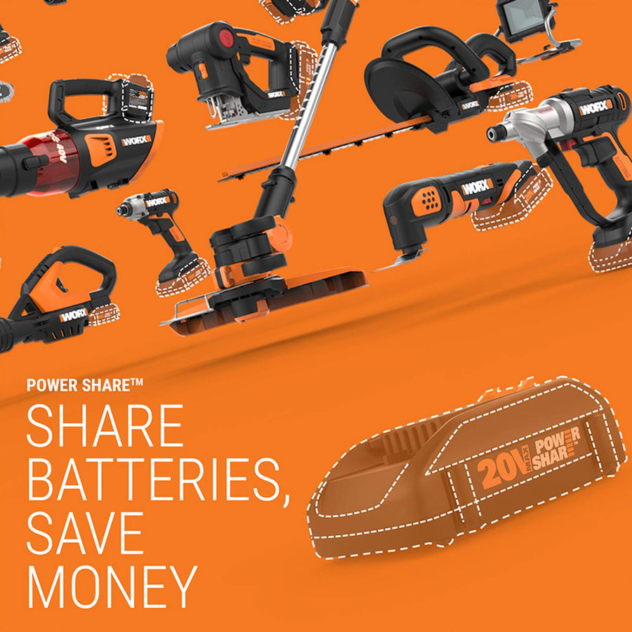 WORX 20V Nitro WX031L.9 2.1 Gal Cordless Wet/Dry Vacuum (Tool Only), Black, Orange
