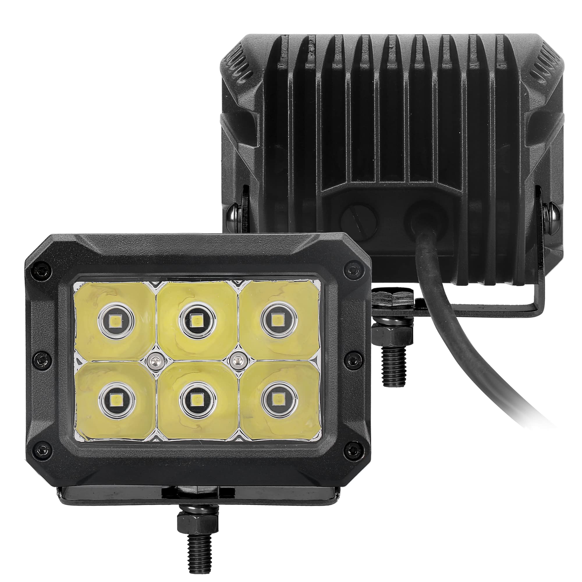 Xplor Lighting: Go Rhino Bright Series 4x3 Rectangle Spot Light Kit (Pair) | Surface Mount (Threaded Stud Mount) Aluminum, Black | 753003023SBS