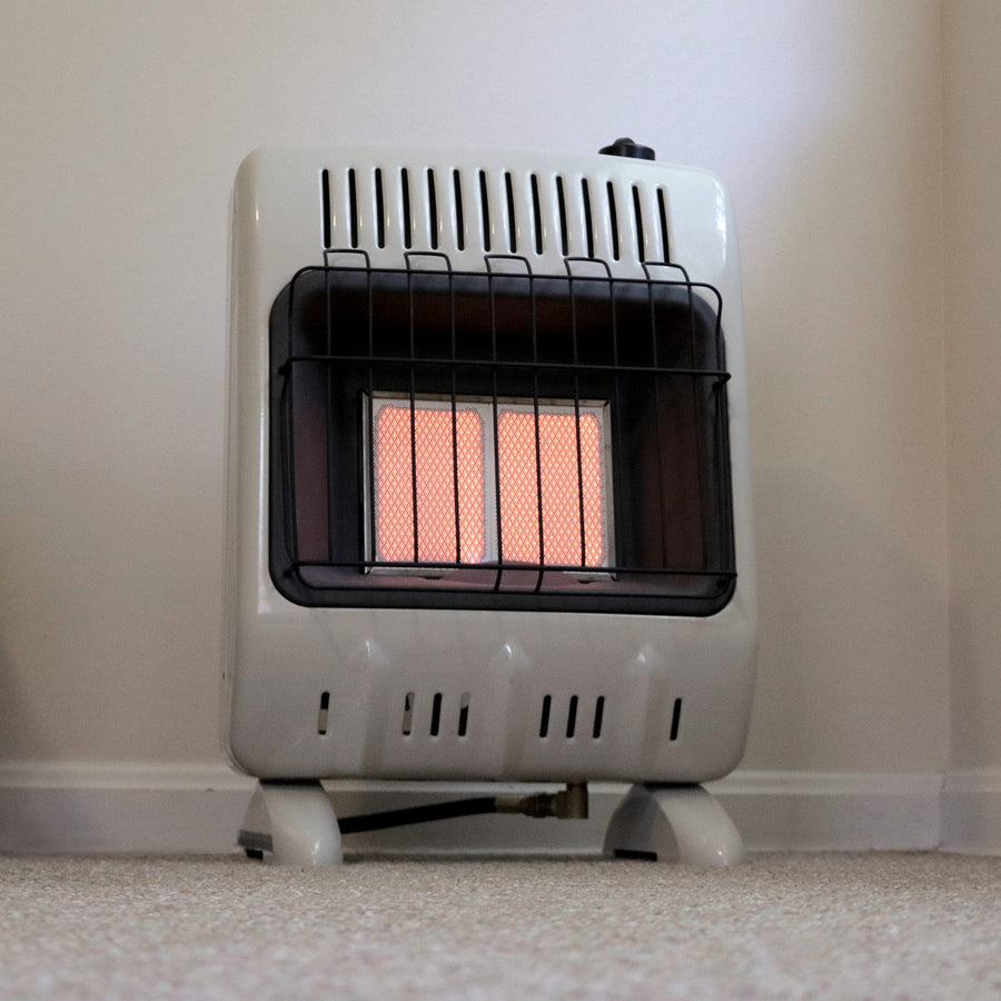 10,000 BTU Mr. Heater MHVFRD10LP Radiant Vent Free Propane Heater for Cold Rooms, Additions, Sun Rooms & Cabins - White