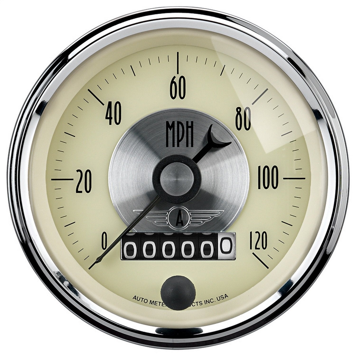 Auto Meter Prestige 2089 Antique Ivory 3-3/8" 0-120 mph Programmable Wheel Speedometer Gauge