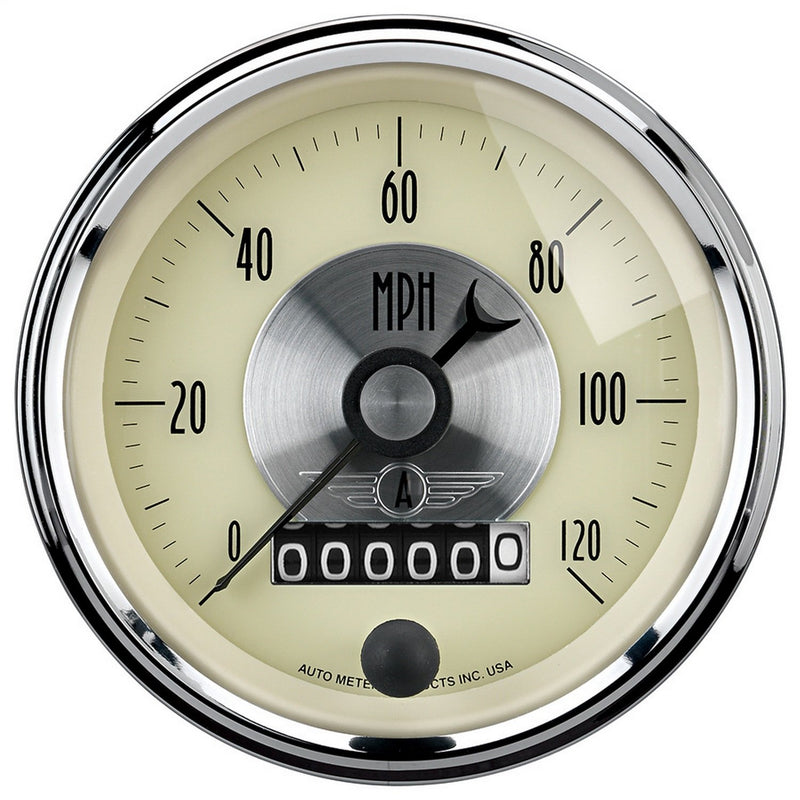 Auto Meter Prestige 2089 Antique Ivory 3-3/8" 0-120 mph Programmable Wheel Speedometer Gauge