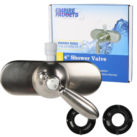 RV Shower Valve Kit Empire Faucets - 4 Inch Shower Diverter Valve and Vacuum Breaker Unit with Lever Handle, Nickel