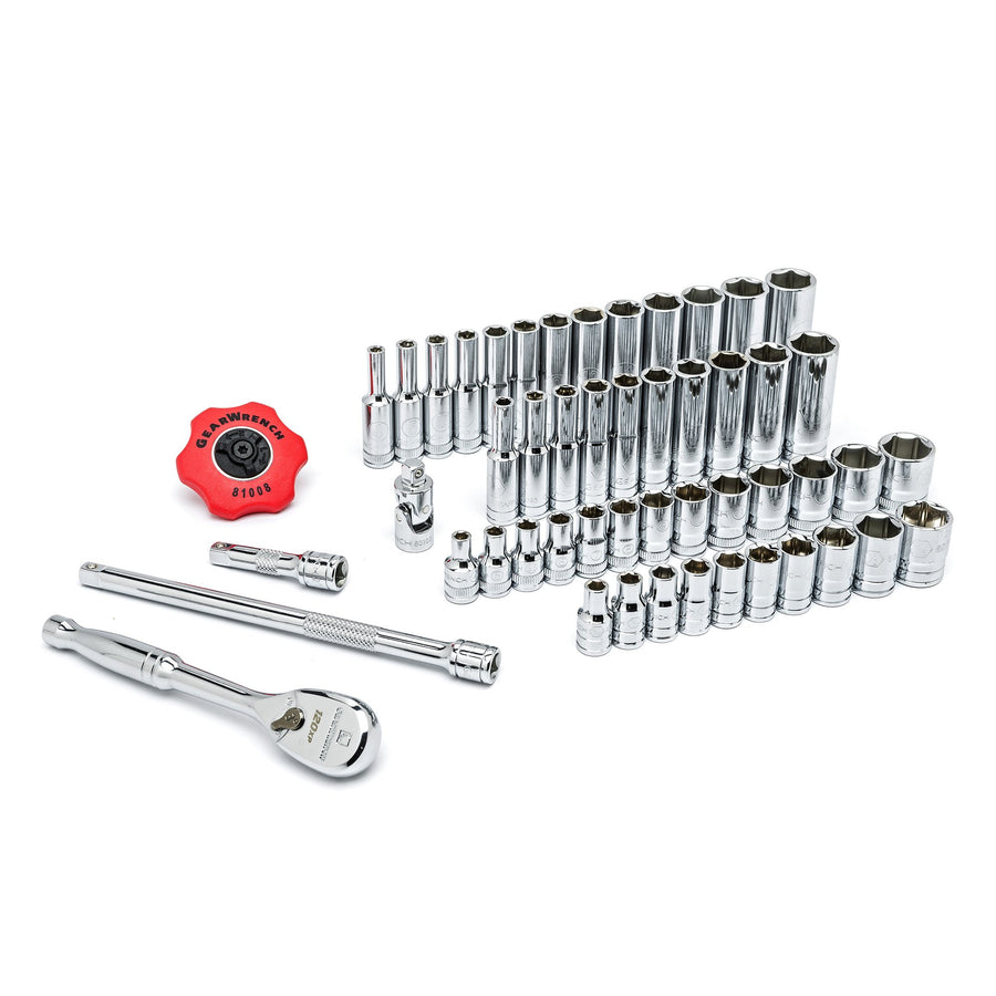 51 Pc. GEARWRENCH 1/4 Inch Drive 6 Pt. 120XP Mechanics Tool Set, Standard & Deep, SAE/Metric - 80300P