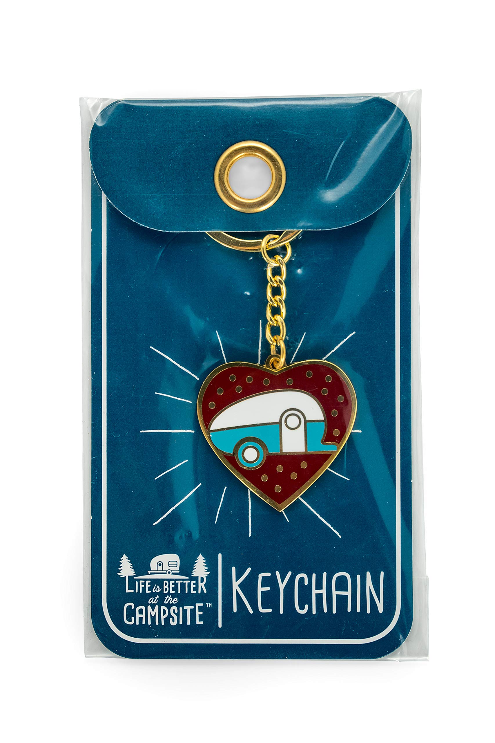 Teardrop Heart RV Keychain-Gold Ring for Car Fobs and Keys Camco Life is Better at The Campsite (53287)