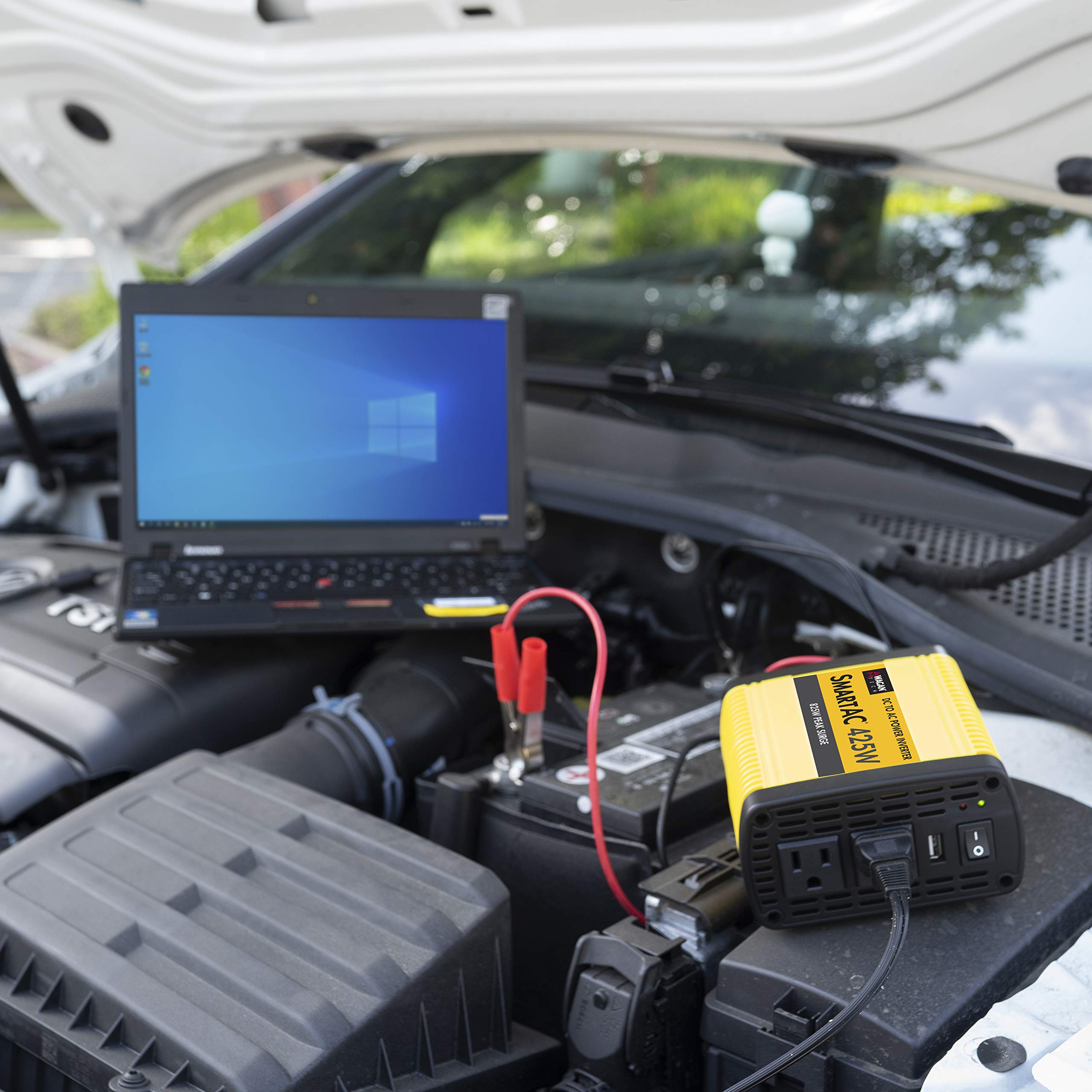 Wagan 425W EL3706 Power Inverter 425W TrueRated Continuous 825W Surge PowerAC to DC 12V to 110V AC Inverter with 2 AC Outlets and 2A USB Charging Port