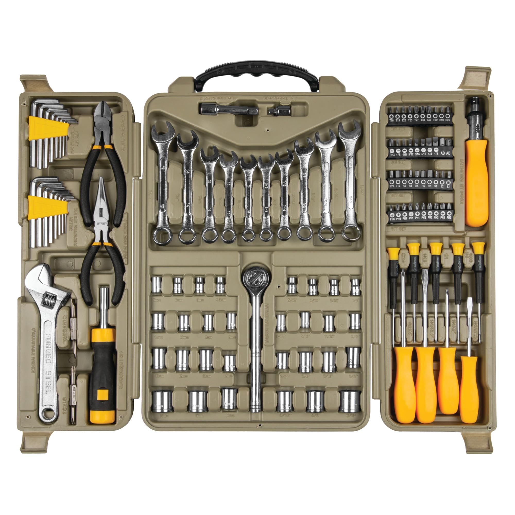 W1801 Performance Tool 123pc Mechanic's Tool Set, Hand Tools - Tool Sets, Beige