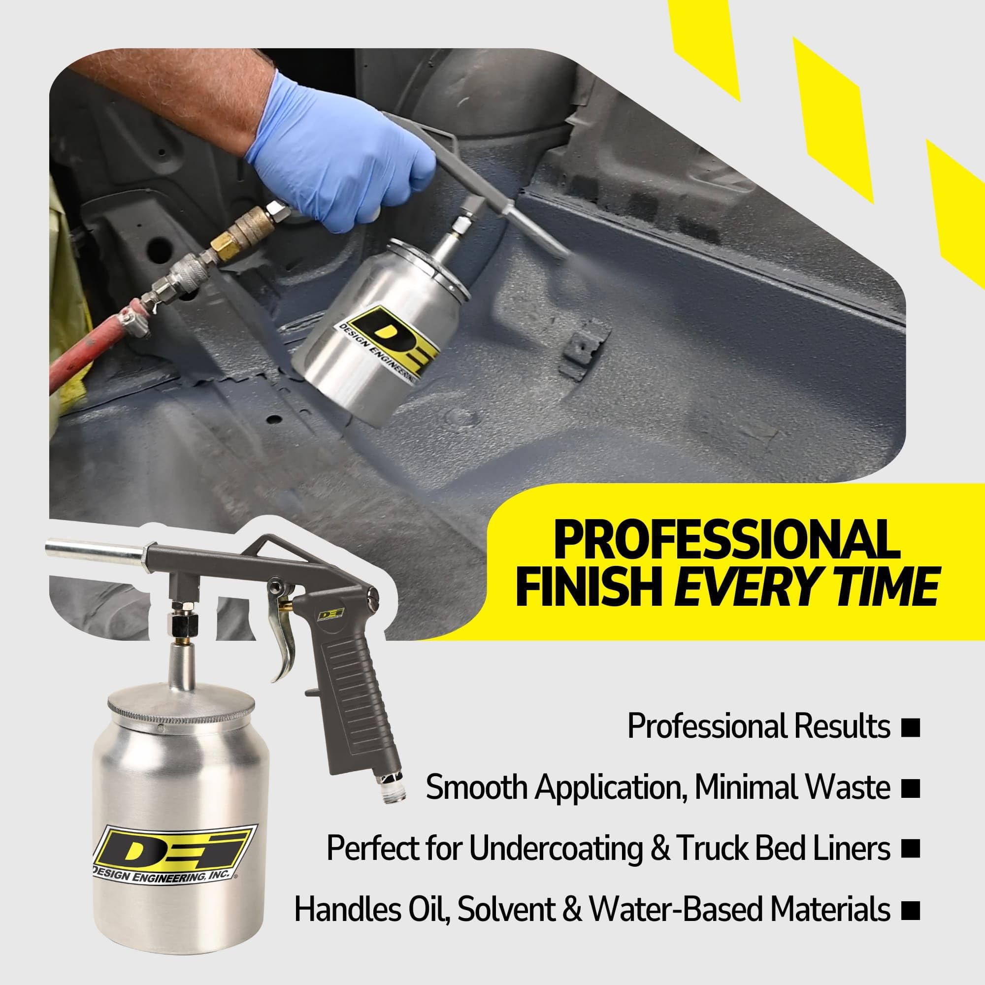 ATAC™ Spray Gun Design Engineering for Undercoating & Thermal Acoustic Treatments | Die-Cast Aluminum Body - 25 oz Suction Feed Canister - Standard Nozzle | Ideal for ATAC™ & Similar Coatings