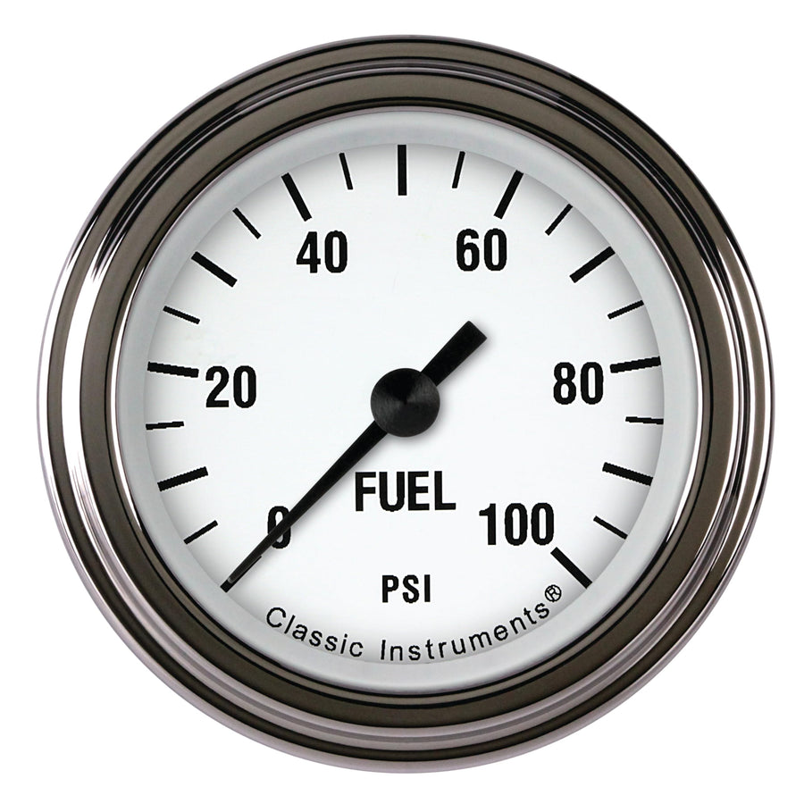 White Hot Classic Instruments 2-1/8" Fuel Pressure Gauge, WH146SLF 100 psi
