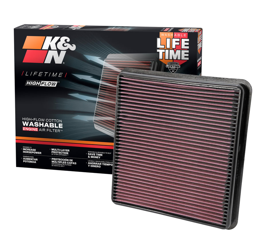 K&N High-Flow Engine Air Filter Original Lifetime: Increase Power: Premium, Washable: Compatible with 2007-2021 Lexus/Toyota: LX570, Land Cruiser, Sequoia, Tundra, 33-2387