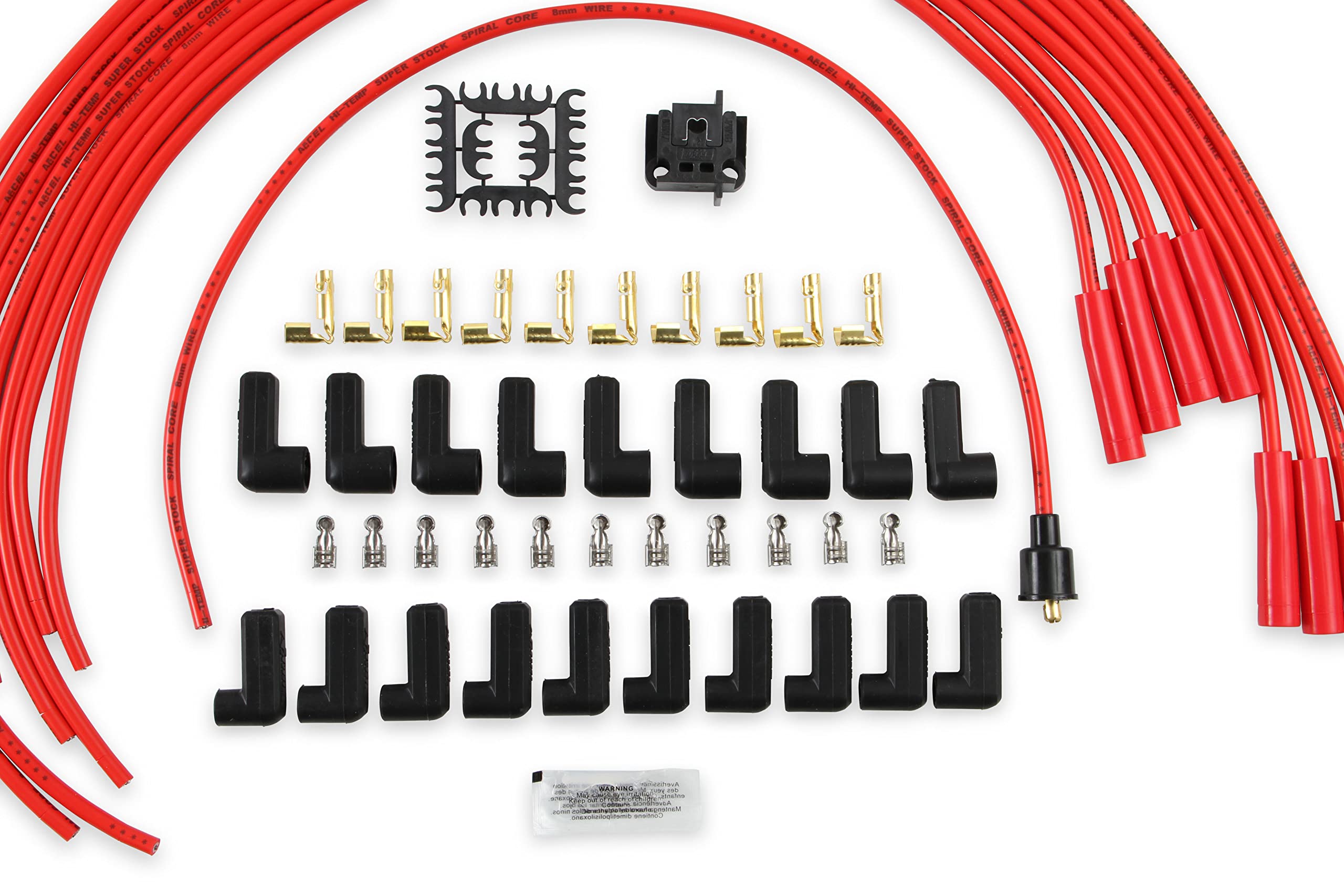 Super Stock ACCEL 5040R Spark Plug Wire Set - 8mm - Universal - Red Wire with Red Straight Boots