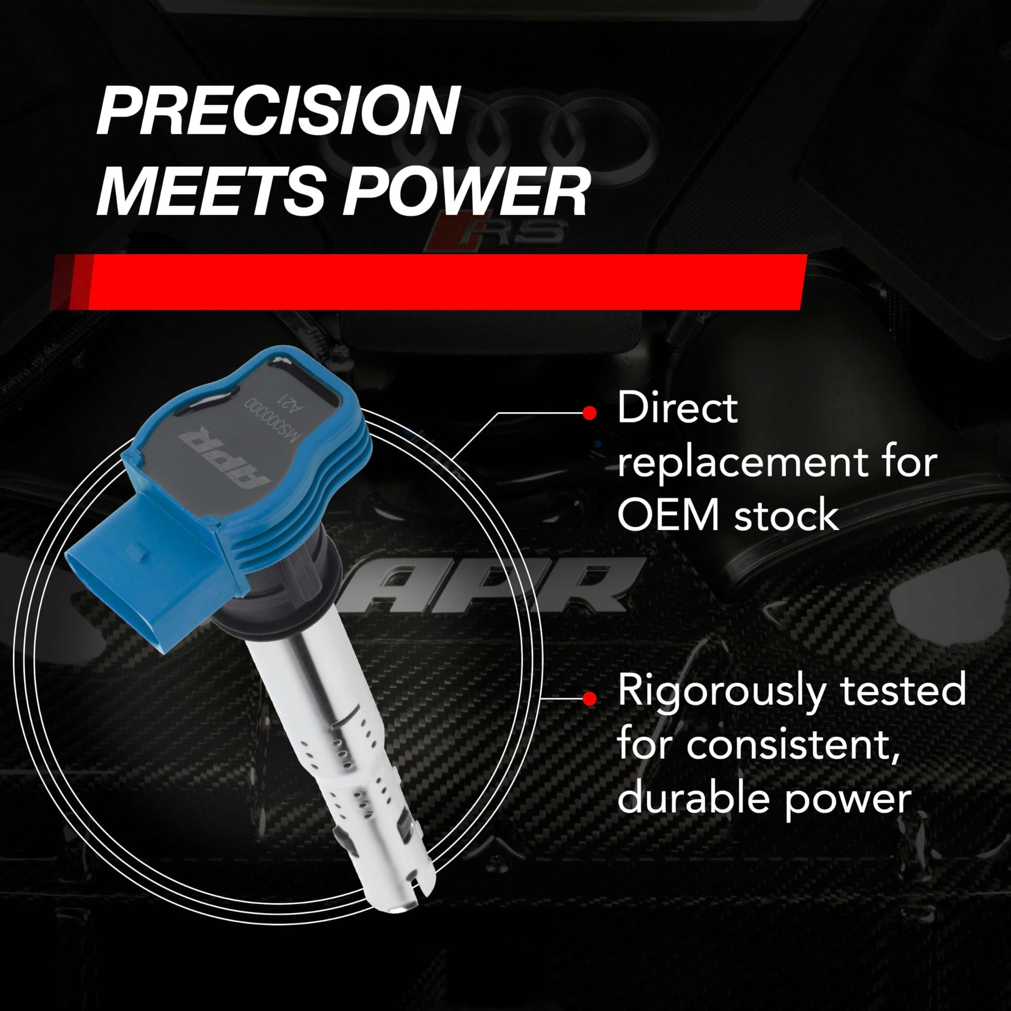 MS100210 APR Ignition Coil (Blue) - for Select VW Group PQ35, PQ45 Models (Volkswagon, Audi, Lamborghini and Porsche) 2004 and Newer - Direct Replacement for OEM Stock Parts - 1 Pack