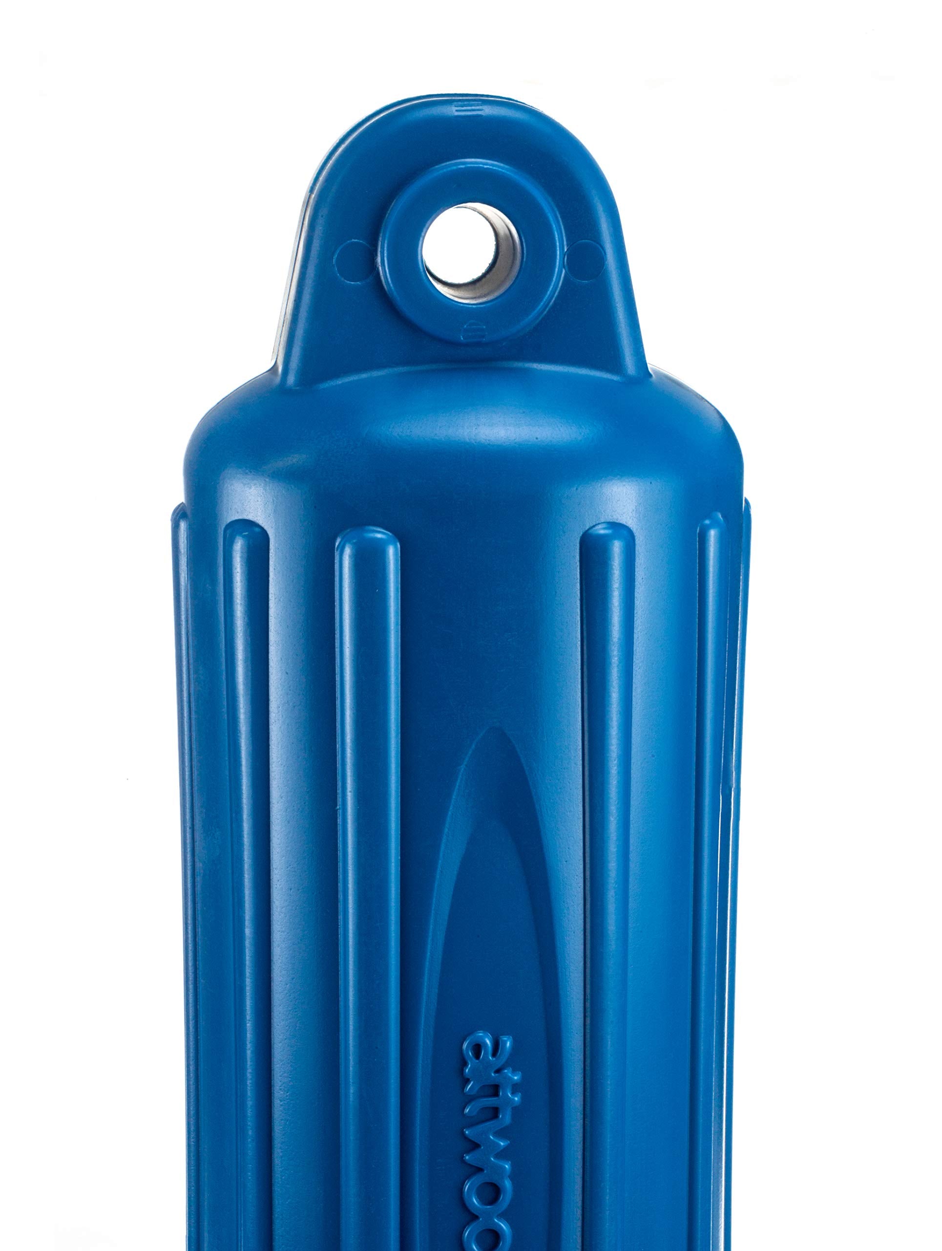 Softside Oval Attwood 9354BD1 Boat Fender with Thick-Wall Reinforced Eye Ends, Blue Finish