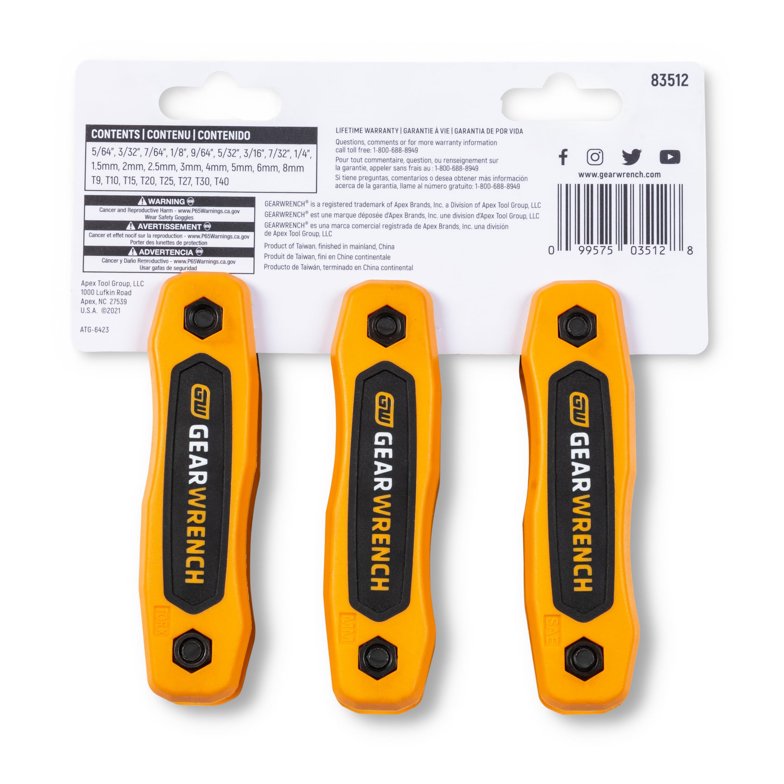 25 Piece GEARWRENCH SAE/Metric/Torx® Folding Hex Key Set - 83512