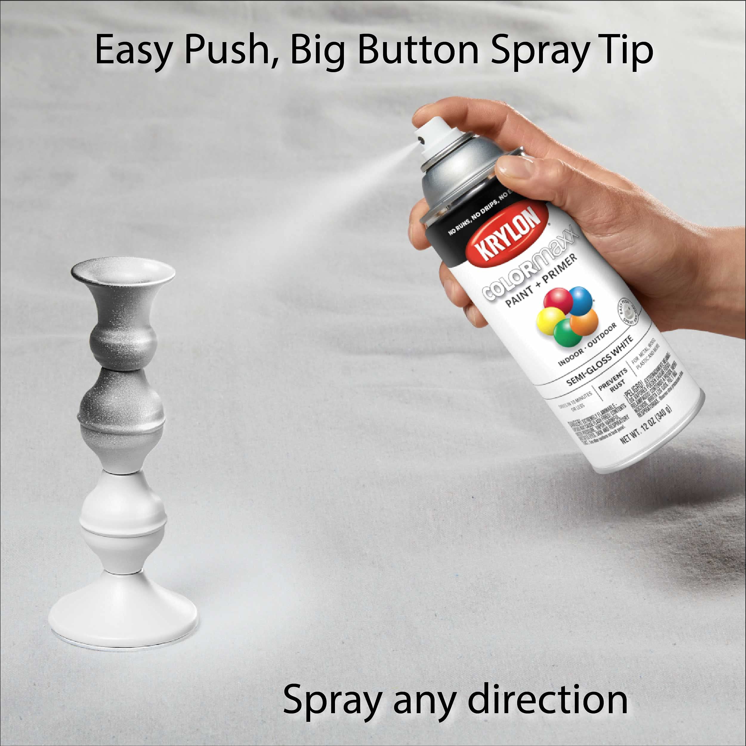 Krylon K05531007 Spray Paint and Primer COLORmaxx for Indoor/Outdoor Use, Gloss Pewter Gray, 12 Ounce (Pack of 1)