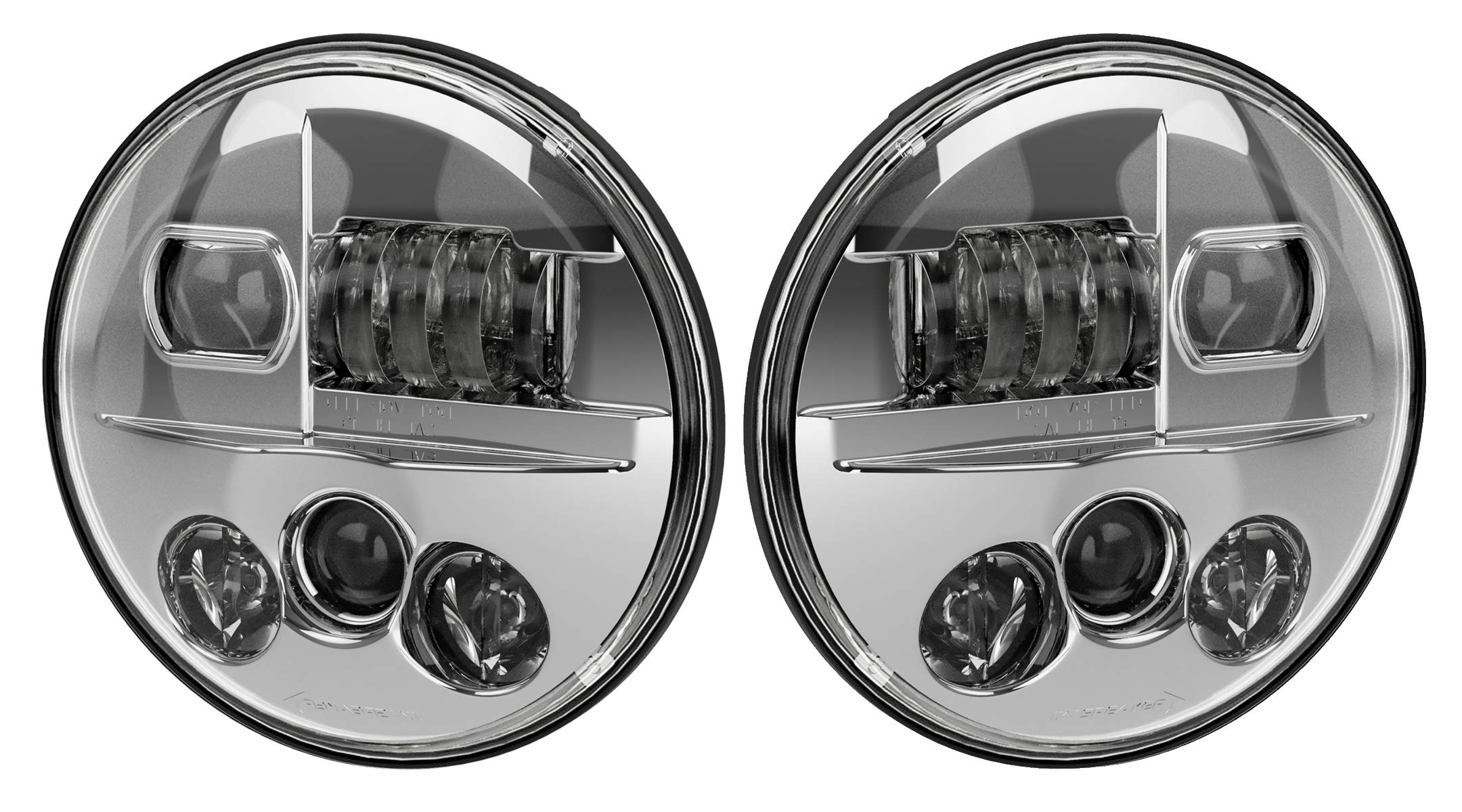 JW Speaker Model 8730 LED Headlight, 7 Inch Round, Set of 2 (Unheated Chrome)