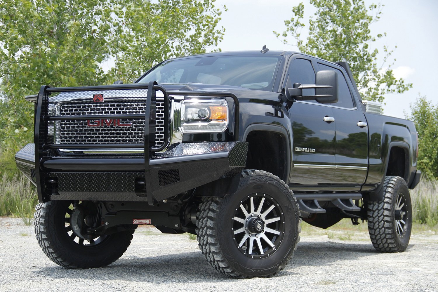 Fab Fours Black Steel GM11-S2860-1 Front Ranch Bumper 2 Stage Black Powder Coated w/Full Grill Guard Incl. Light Cut-Outs