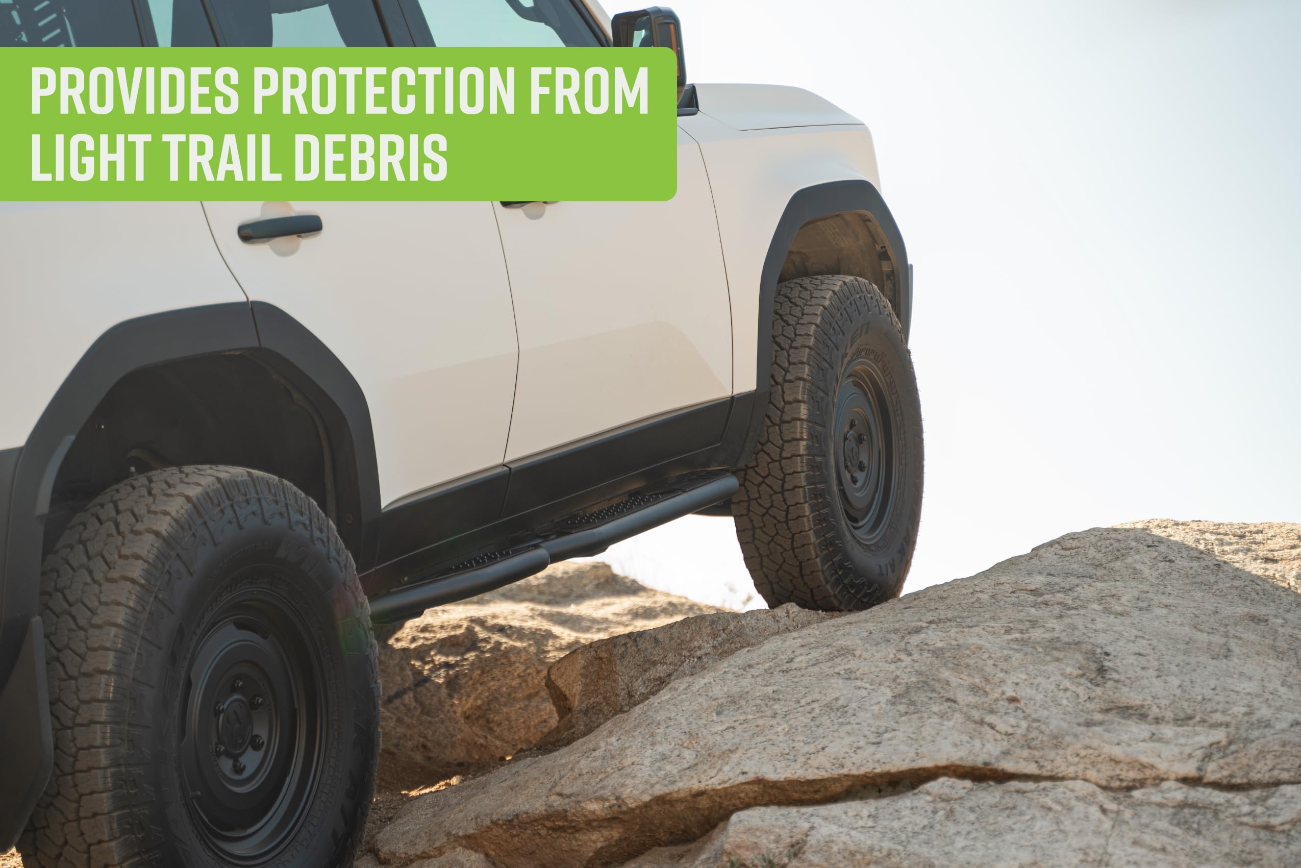 DV8 Offroad Side Steps OE Plus for 2024+ Toyota Land Cruiser | Anti-Slip Design | Protection from Light Trail Debris | Retains OEM Ground Clearance | Fully Bolt-On | Powder Coated