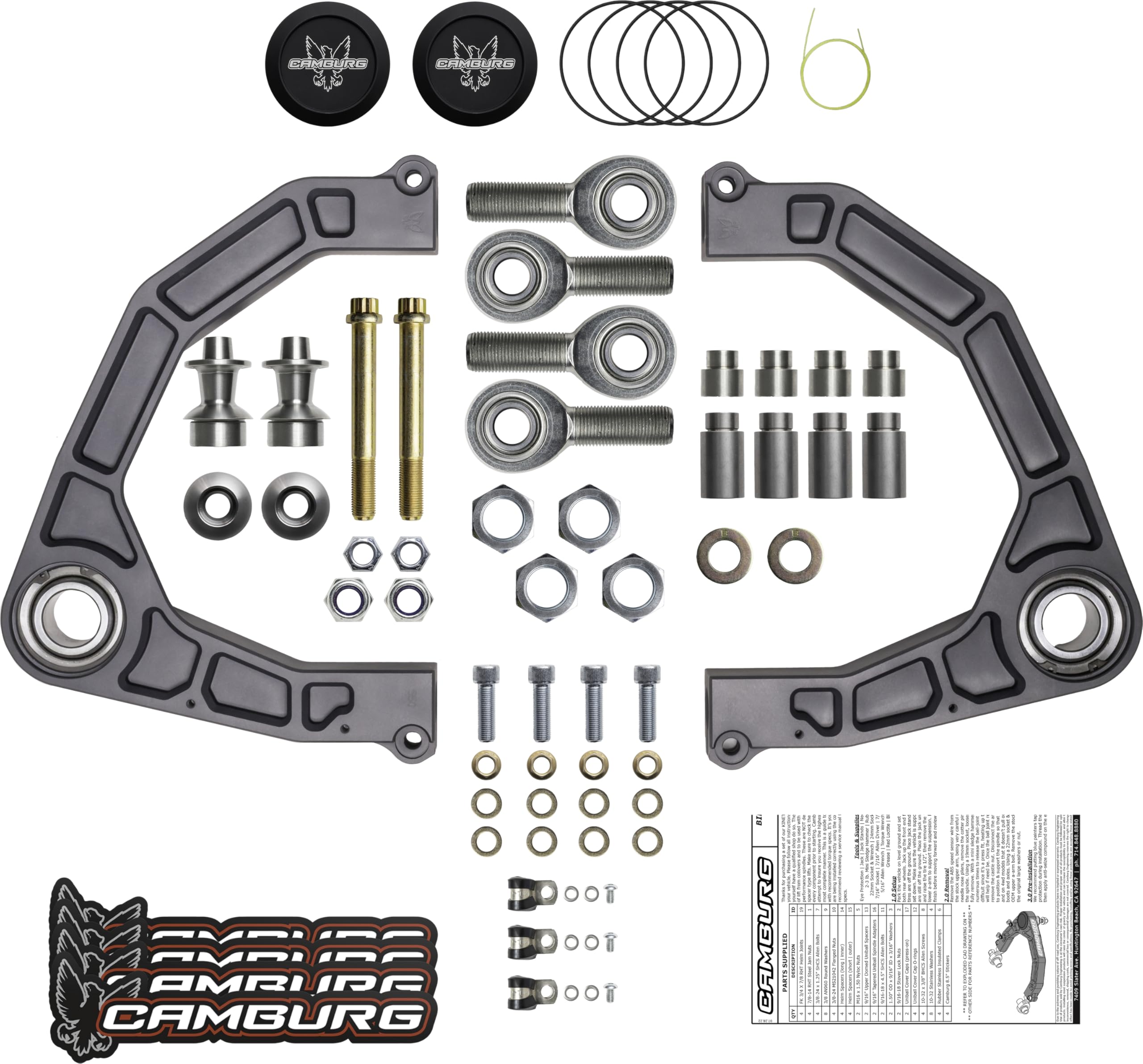 Camburg KINETIK Series Suspension Control Arm Kit CAM-310189-GRY: Gray, Compatible with 2022-2024 Toyota Tundra, 2023-2024 Toyota Sequoia