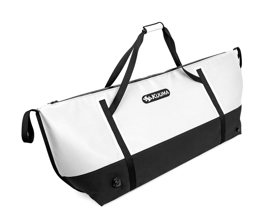 150 Quart Kuuma Heavy Duty Insulated Fish Bag with Drain Plug- Keeps Your Fish Cool and Fresh (50182), White/Black