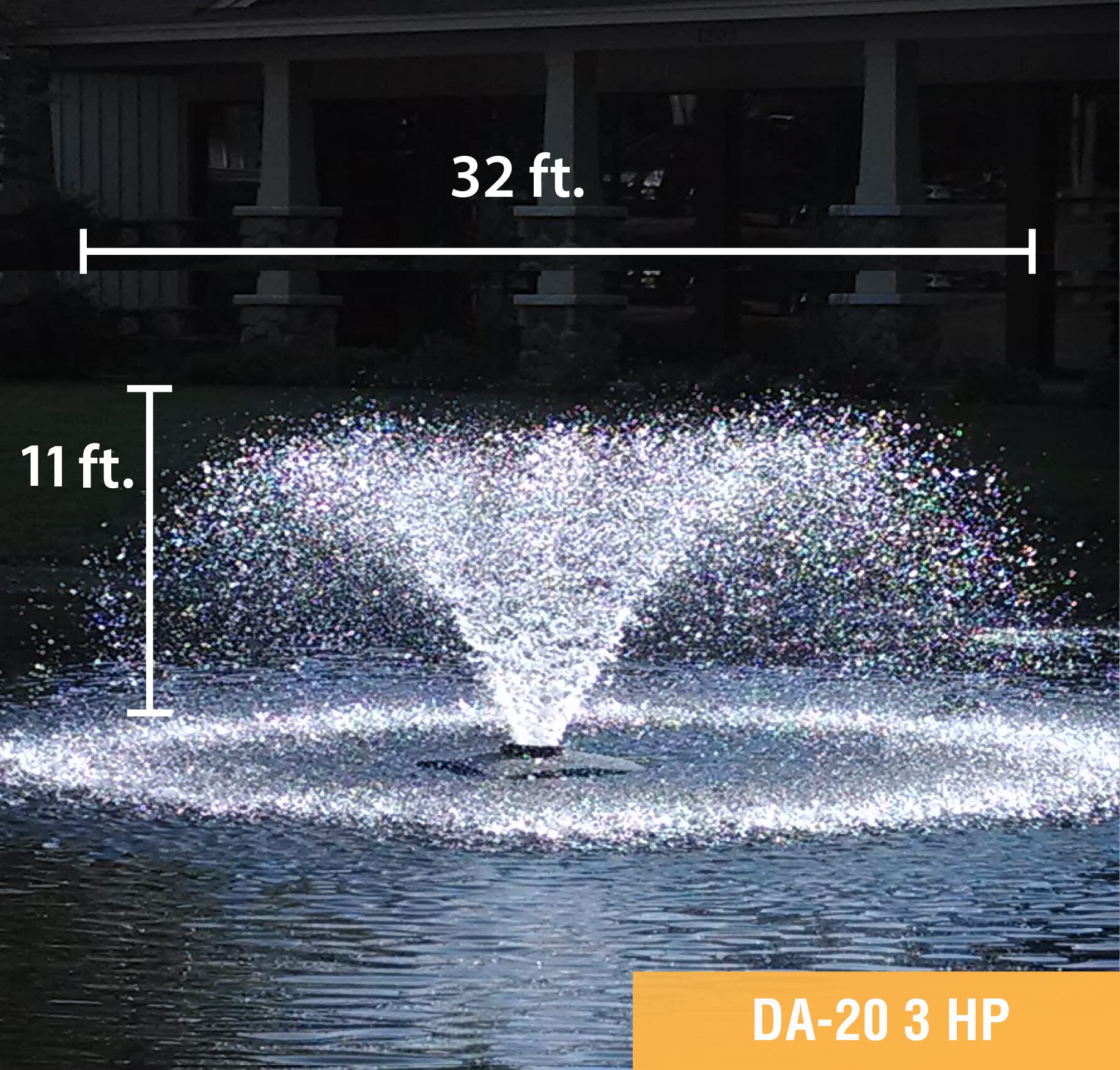 Scott Aerator DA-20 Pond Aerator Display - 3 Horse Power 230V 100ft Cord | Aerating Pond Fountain | Pond Pump for Small Ponds | Pond Aeration Systems | Made in USA