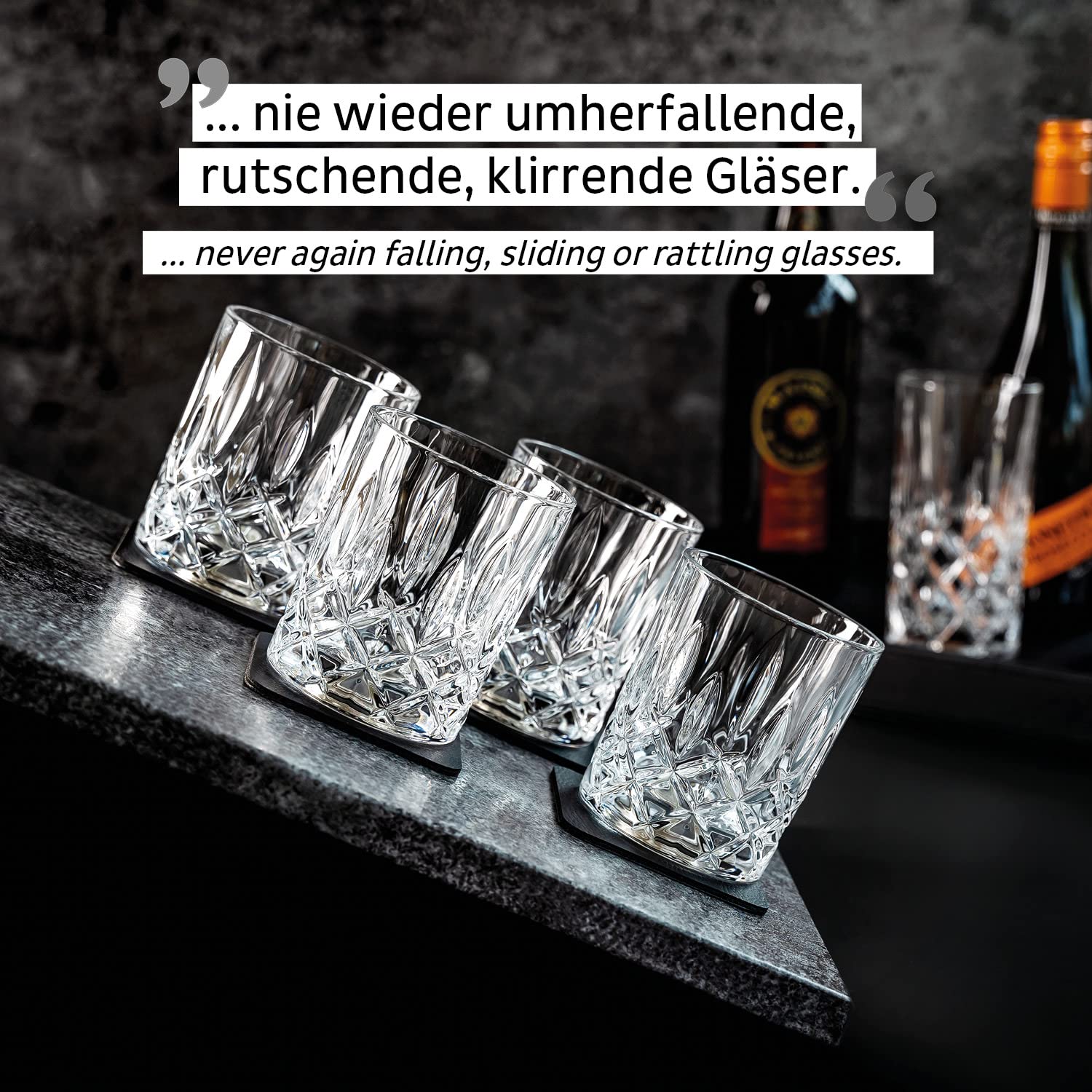 silwy® Whisky Magnet-Kristallgläser 4er Set inkl. vier wiederverwendbaren Metall-Nano-Gel-Pads - rutschfeste Magnetgläser für Camping, Caravaning und Boating COG: 0 / Price: 98,95