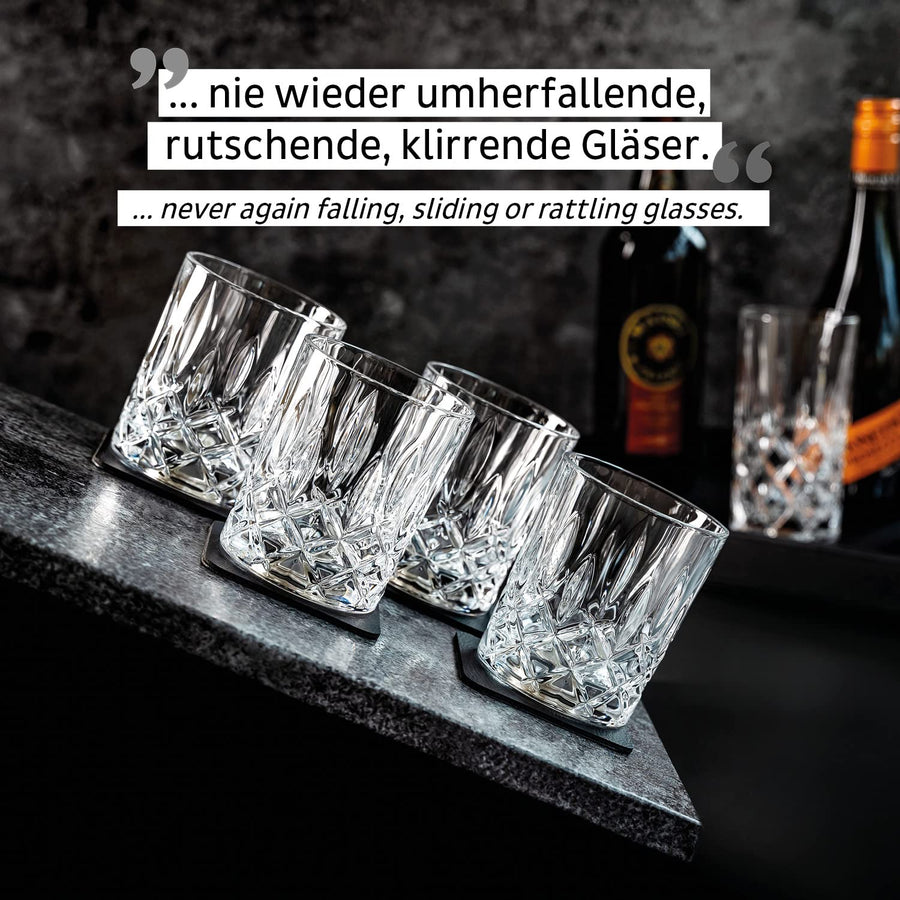 silwy® Whisky Magnet-Kristallgläser 4er Set inkl. vier wiederverwendbaren Metall-Nano-Gel-Pads - rutschfeste Magnetgläser für Camping, Caravaning und Boating COG: 0 / Price: 98,95