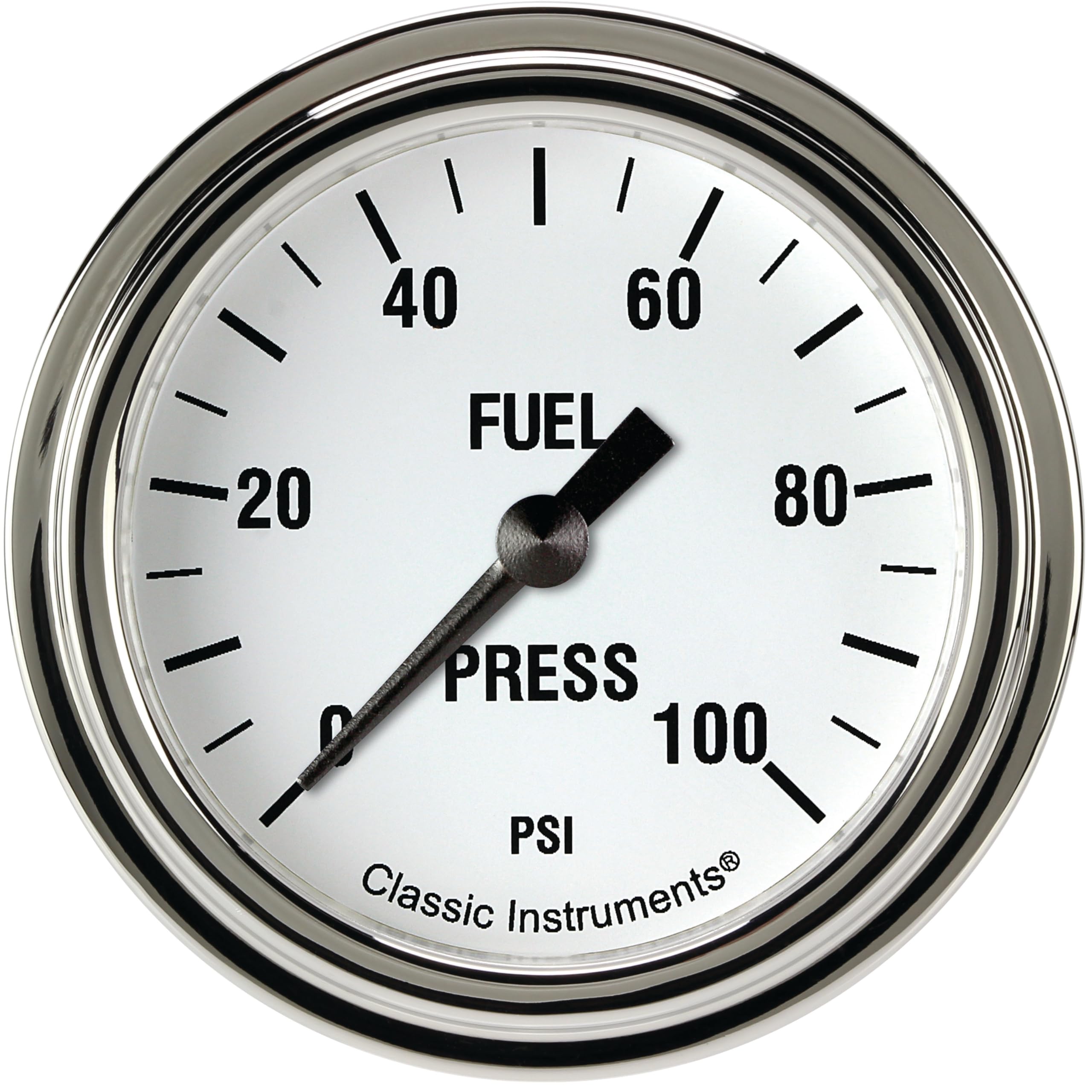 White Hot Classic Instruments 2-5/8" Fuel Pressure Gauge, 100 psi