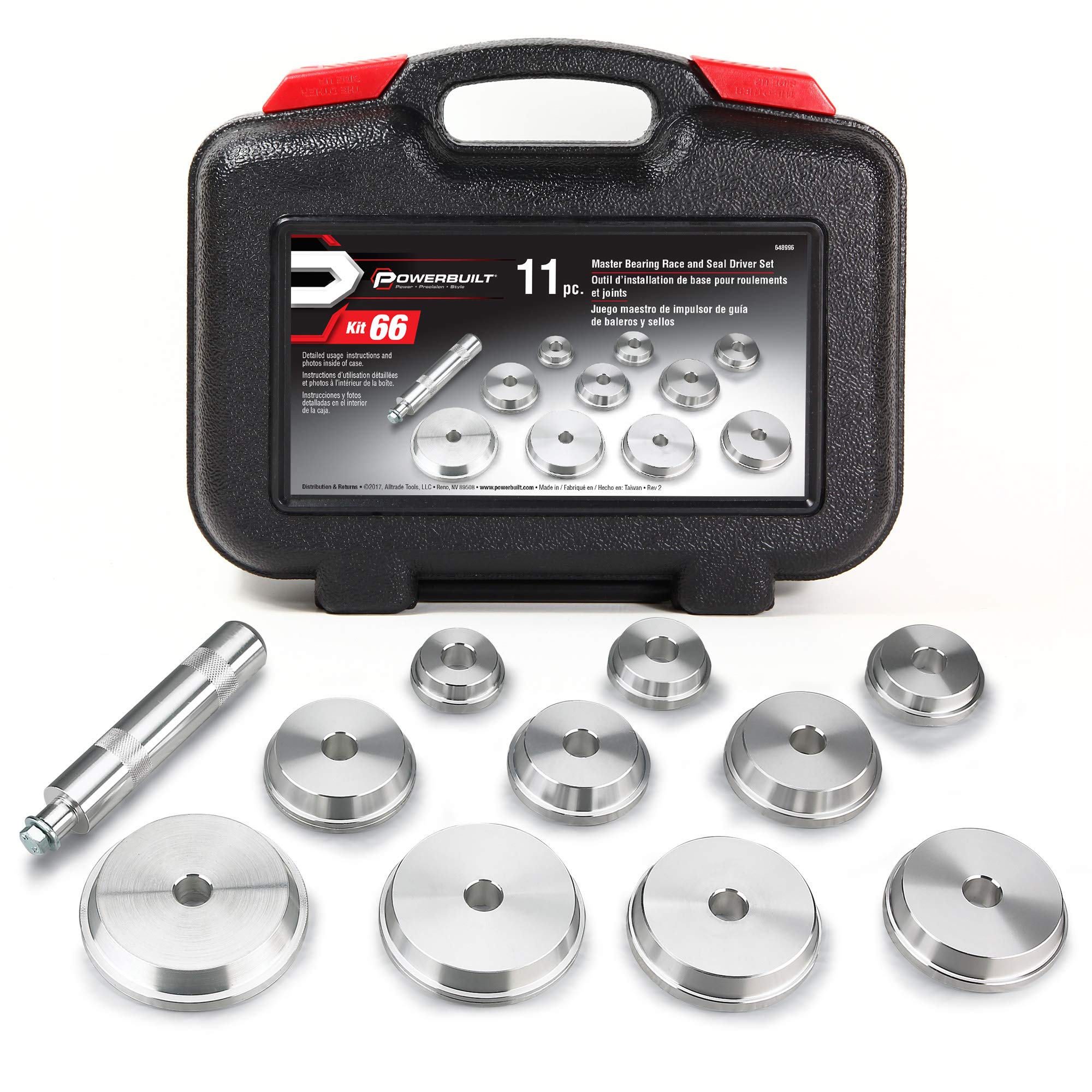 Powerbuilt 11 Piece Bearing Race and Seal Master Driver Tool Set, Bearing Press Kit, Seal Installer Bearing Driver Kit for Installation, Storage Case - 648996