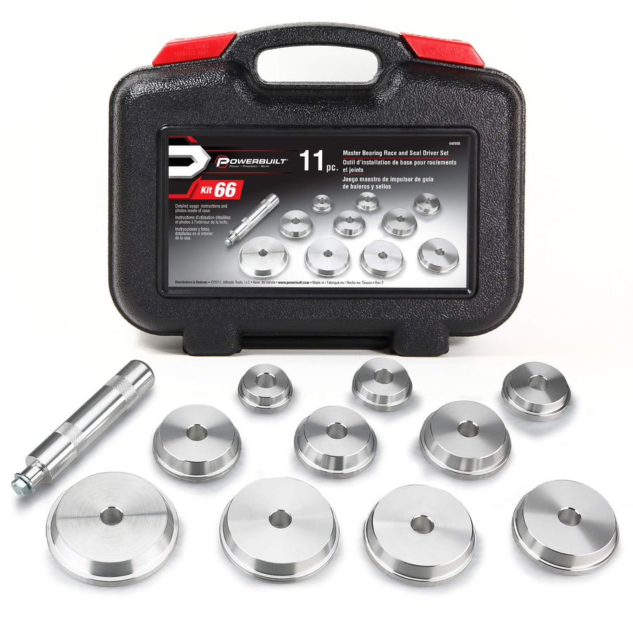 Powerbuilt 11 Piece Bearing Race and Seal Master Driver Tool Set, Bearing Press Kit, Seal Installer Bearing Driver Kit for Installation, Storage Case - 648996