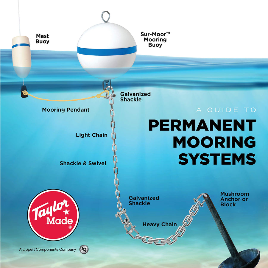 Pick-up or Diving Mast Buoy, Taylor Made Products 22105, White / Blue Stripe, Mast Length 48 inch