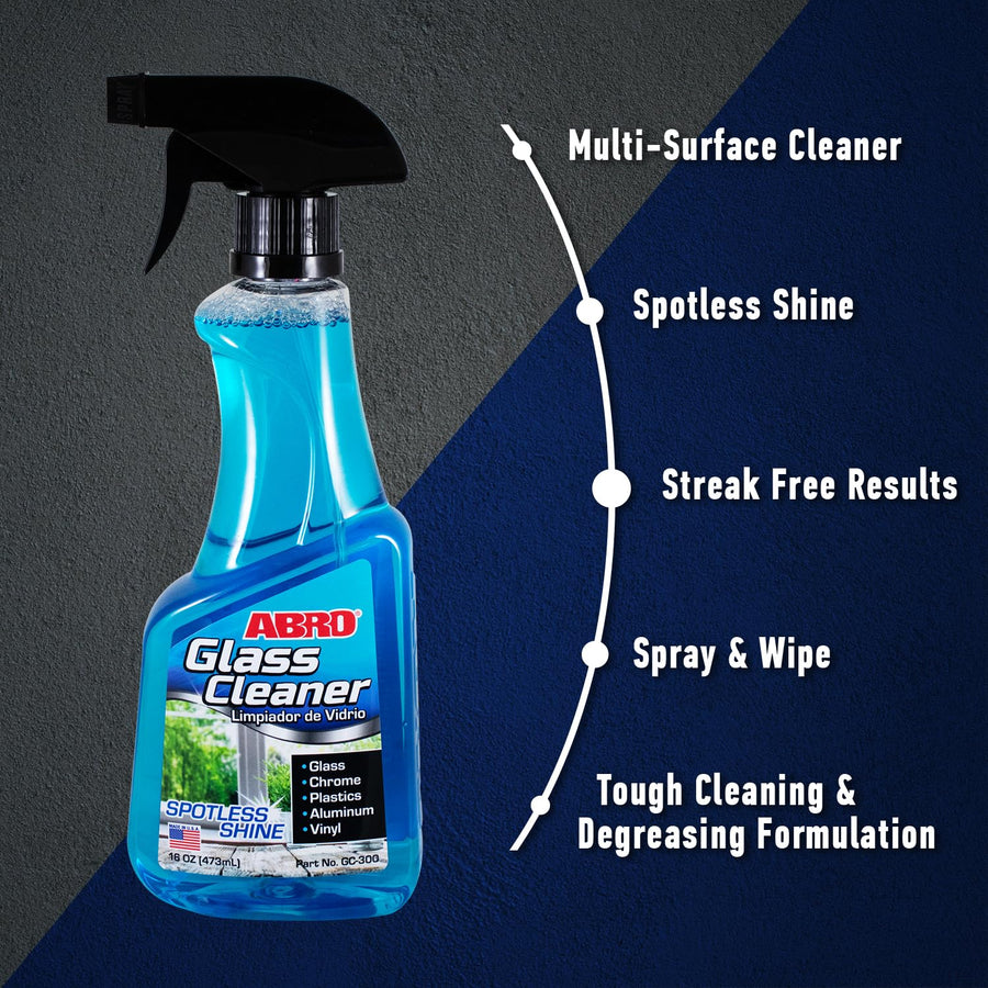 16 oz. ABRO Glass Cleaner, Cleaning Supplies, Car Accessories, Car Window Cleaner, Glass Cleaner Spray, Remove Dirt and Grime, Streak Free Results