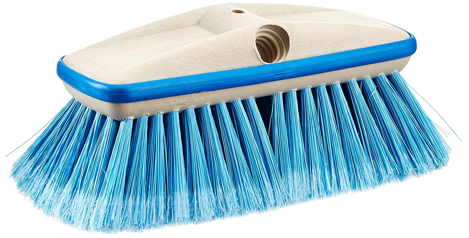 Premium Medium Wash STAR BRITE 8" Brush Head W/Bumper - Dual Connections Fit Either Standard 3/4" Threaded Poles or Extend-A-Brush Handles (Medium) (Blue) (040162)