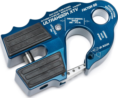 Ultrahook Factor 55 XTV Closed System Shackle Mount, Max Rated Load: 10,000 Pounds and Breaking Strength: 21,000 Pounds - Blue