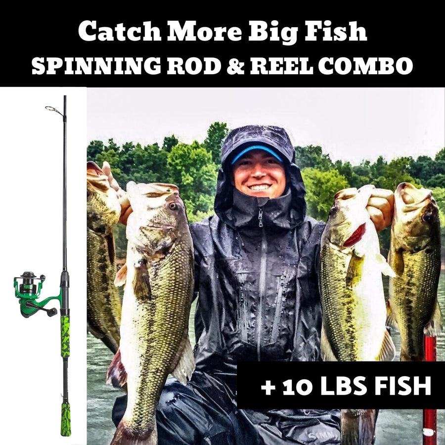 Lunkerhunt Hunter Fishing Rod and Reel Combo 6 Feet 8 Inches | Spinning Reel Right and Left | Lightweight Fishing Rod Combo Atomic Hunter | Premium Medium Power Fishing Pole with EVA Camouflage Grip