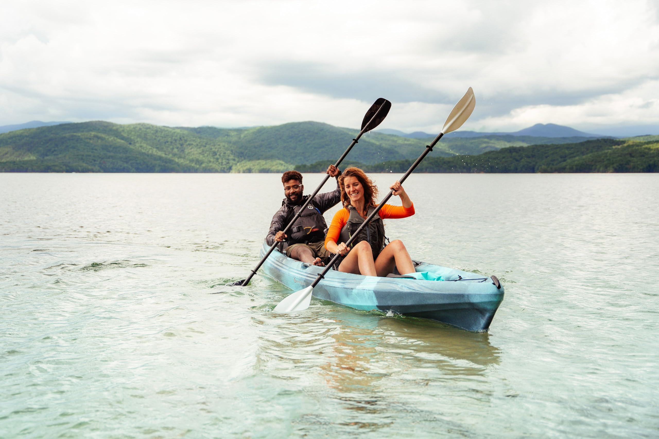 Kayaks Perception Tribe 13.5 Sit on Top Tandem Kayak for All-Around Fun Large Rear Storage with Tie Downs, Dapper