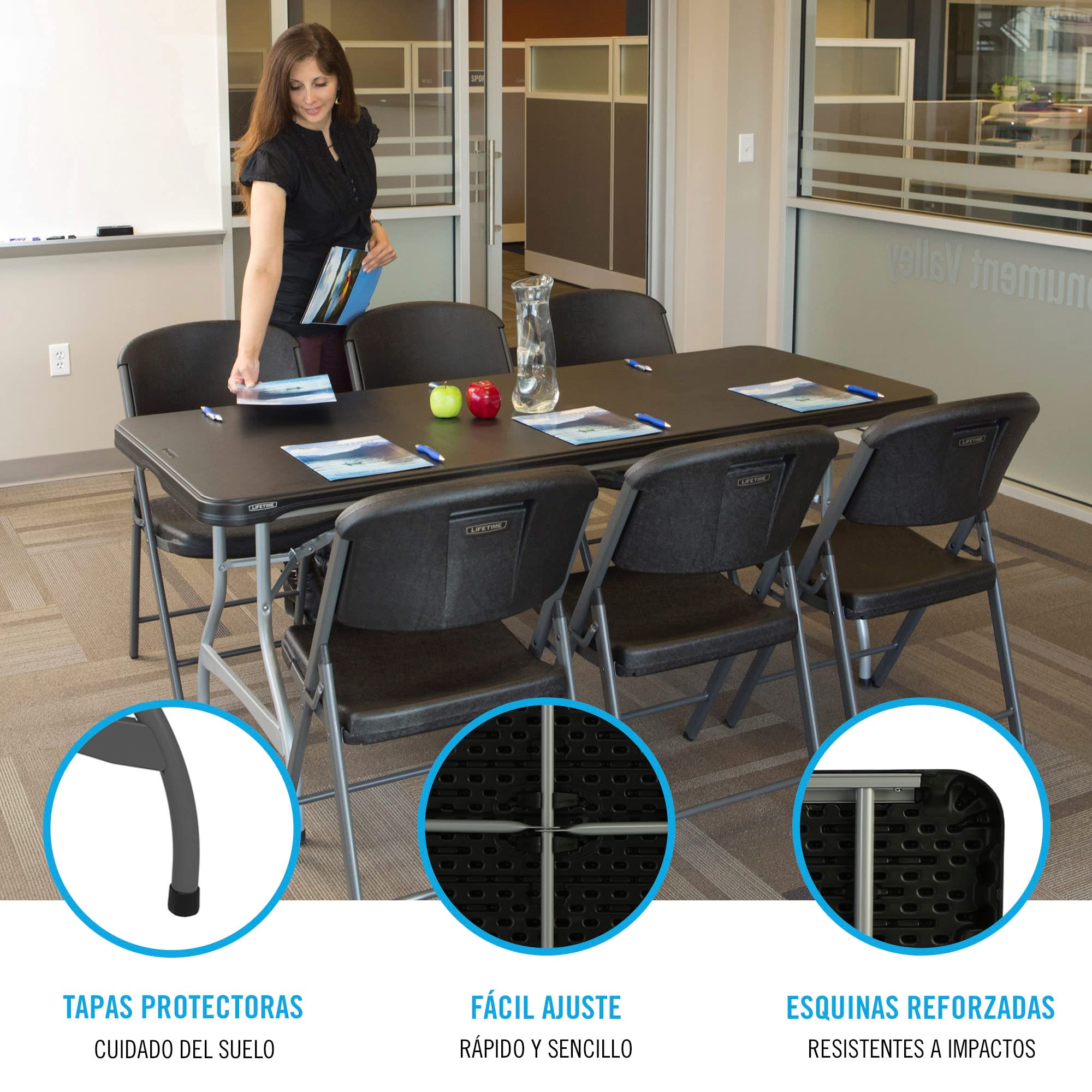 6-Ft LIFETIME Commercial Stacking Folding Table (Black)